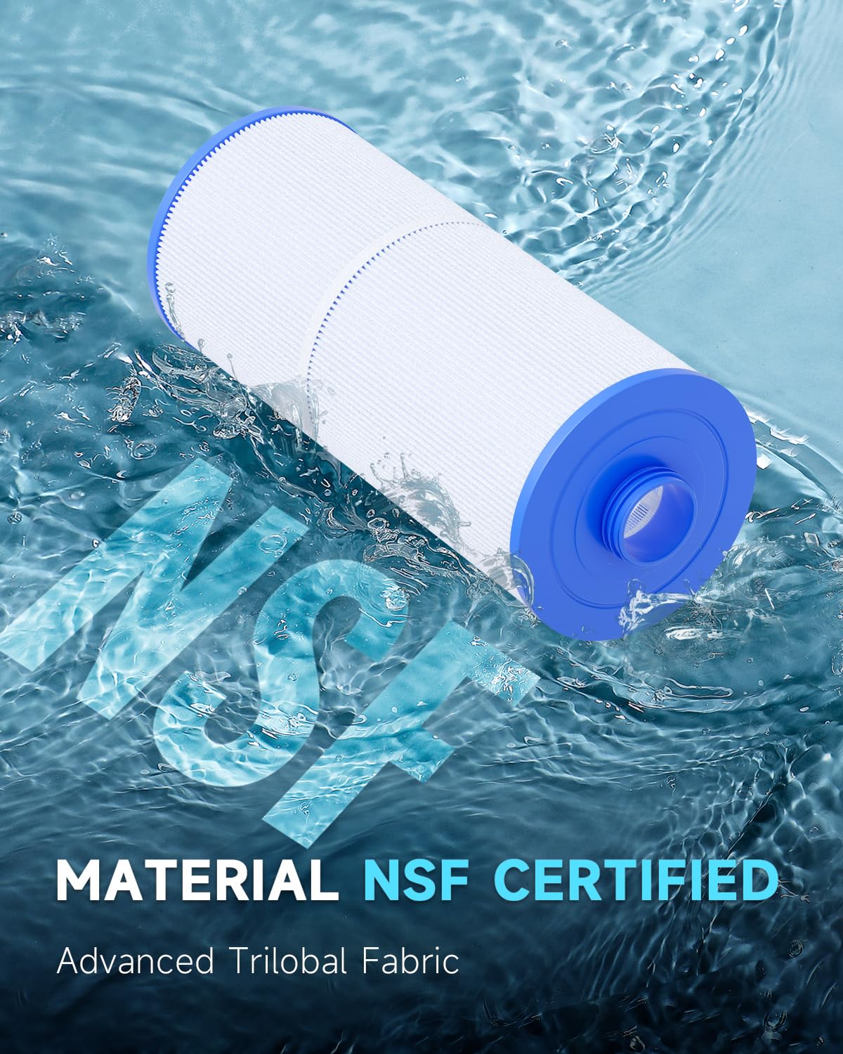 AQUALTRA 6CH-960 Spa Filter Replacement Compatible with PJW60TL-F2S, J-300, J400, FC-2800, 6 5/8”x 14 7/8”Screw in Hot Tub Filter with Closed Handle (Not be Removed) 2 Pack