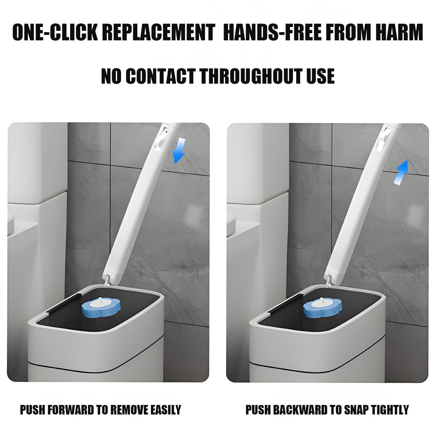 Snofrid Toilet Disposable Brush with Holder & Refill Heads - Hygienic Sanitary Toilet Cleaner for Easy Cleaning, Streak-Free Fresh Bathroom, No Mess Disposable Toilet Bowl (1, Refill (36 pcs))