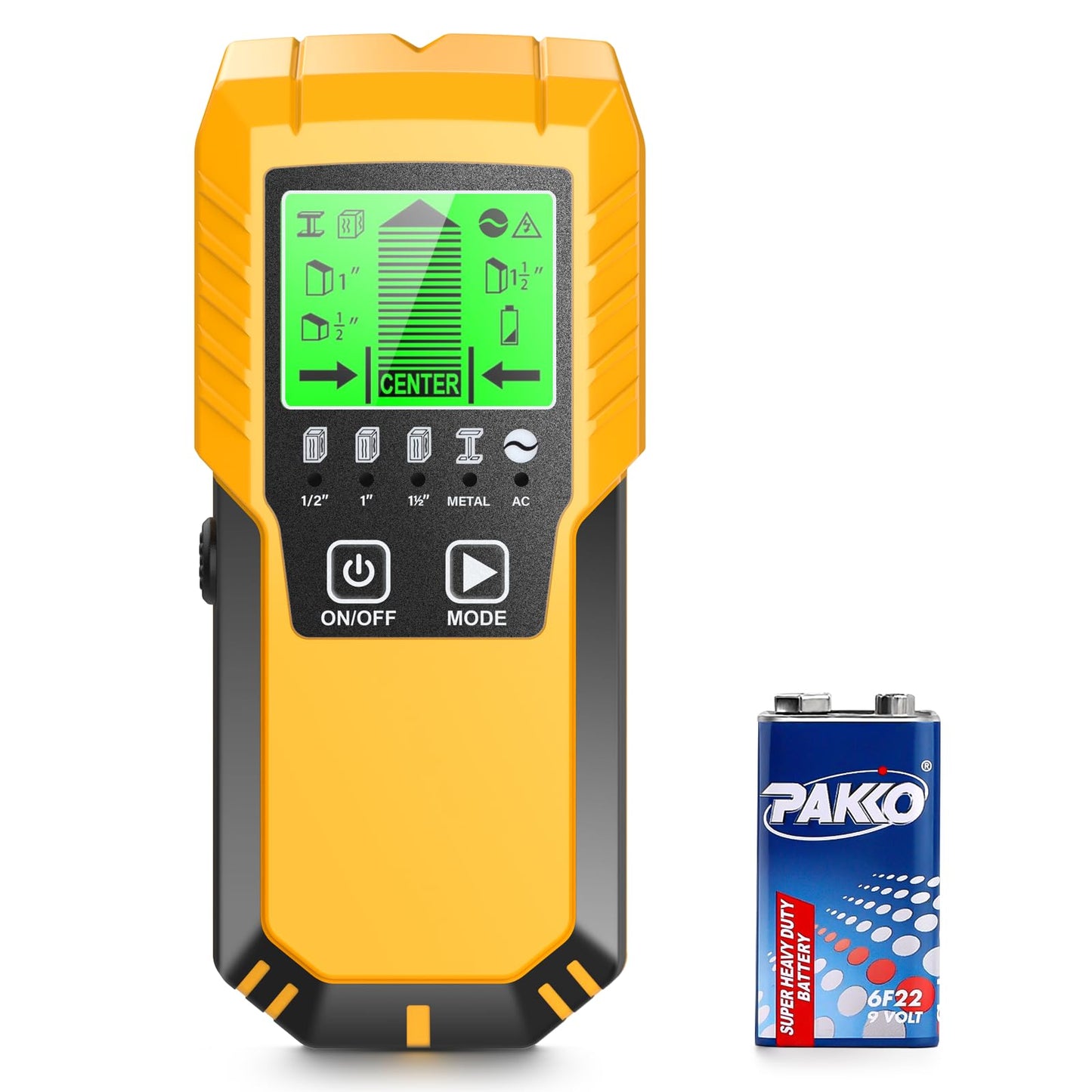 Stud Finder Wall Scanner Detector - 5 in 1 Electronic Wall Wood Metal Stud Locator Edge Center Sensor Beam for Live AC Wire Pipe Metal Lumber Joist Drywall Framing Detection (Yellow)