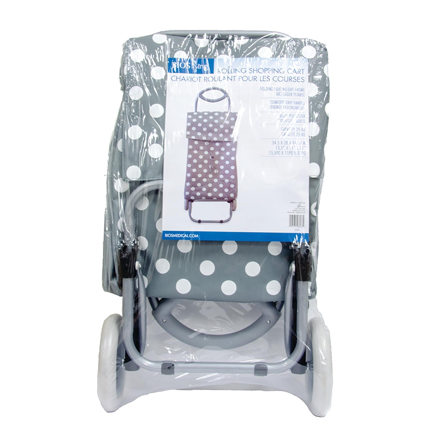 BIOS Living Wheeled Shopping Trolley, Foldable Shopping Cart, Dolly, Utility Cart, Rolling Cart, Grocery Cart, Travel Cart, Lightweight, Portable, Side Pocket, Durable
