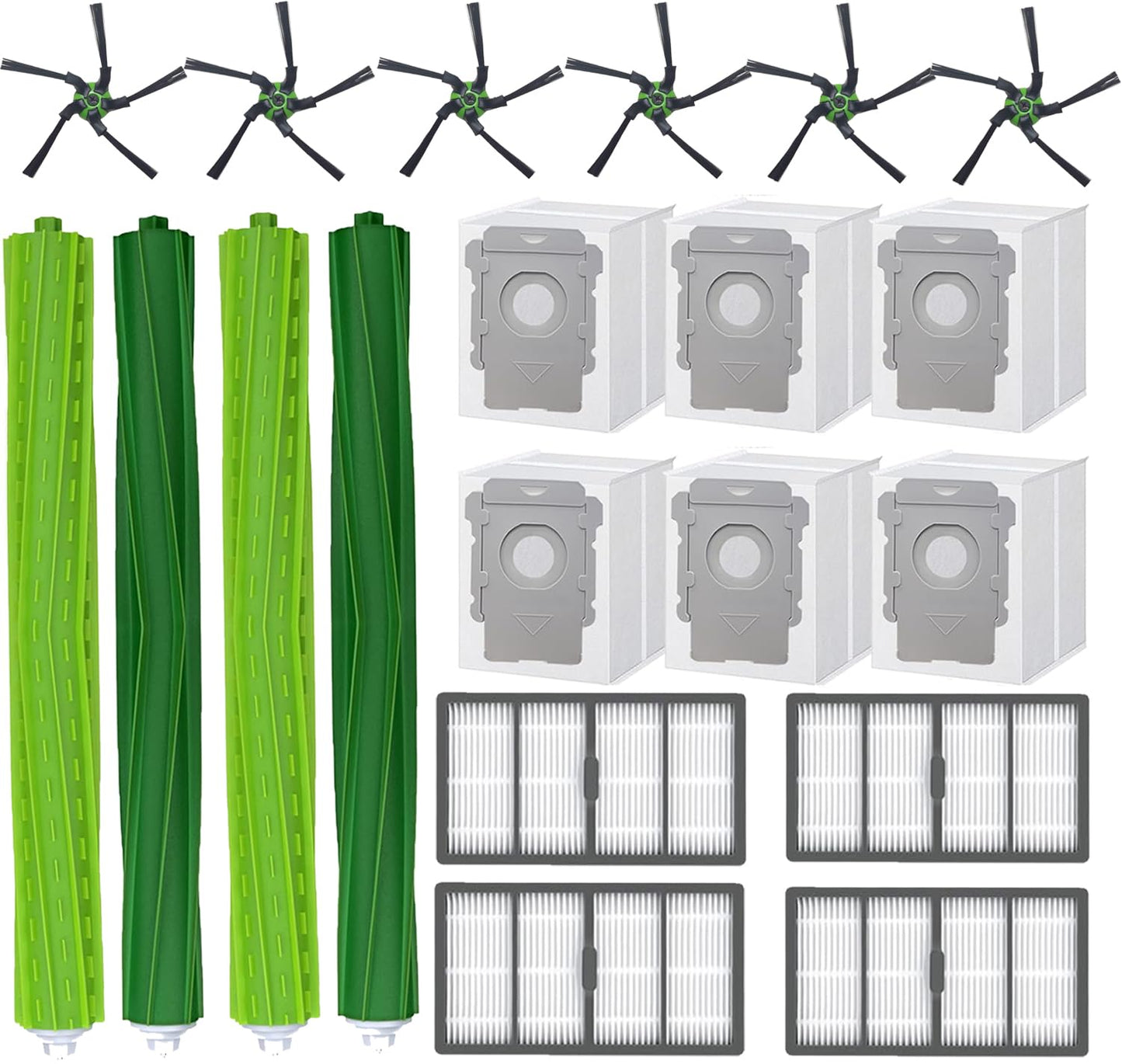 20 Pack Replacement Parts Accessories for iRobot Roomba S9 (9150) S9+/ Plus (9550) S Series Robot Vacuum, 2 Set Rubber Brushes, 4 Filters, 6 Side Brushes, 6 Dust Bags