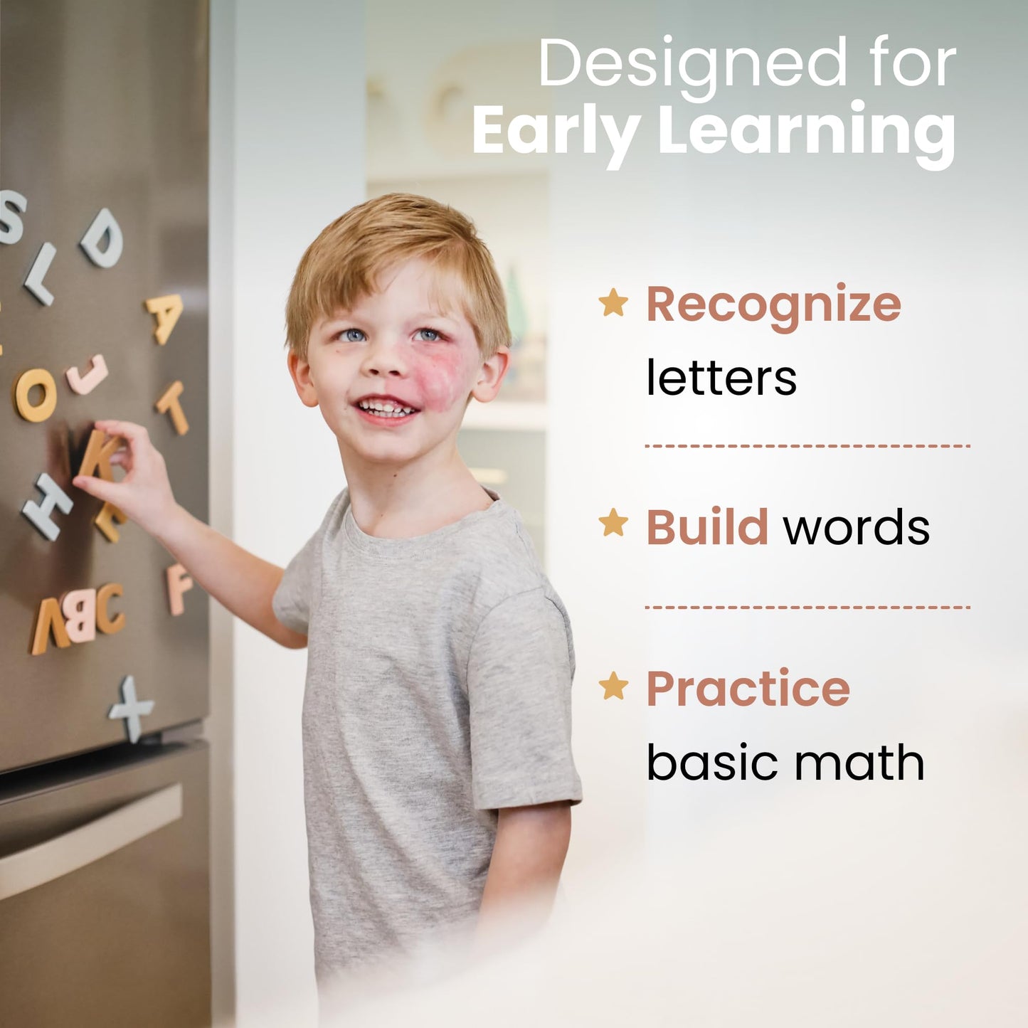 Gale Tots Aesthetic Magnetic Letters and Numbers -135 Pcs Alphabet Magnets in Soft Colors - Alphabet Learning for Toddlers - Fridge Magnets for Toddlers - Pastel Neutral Toys