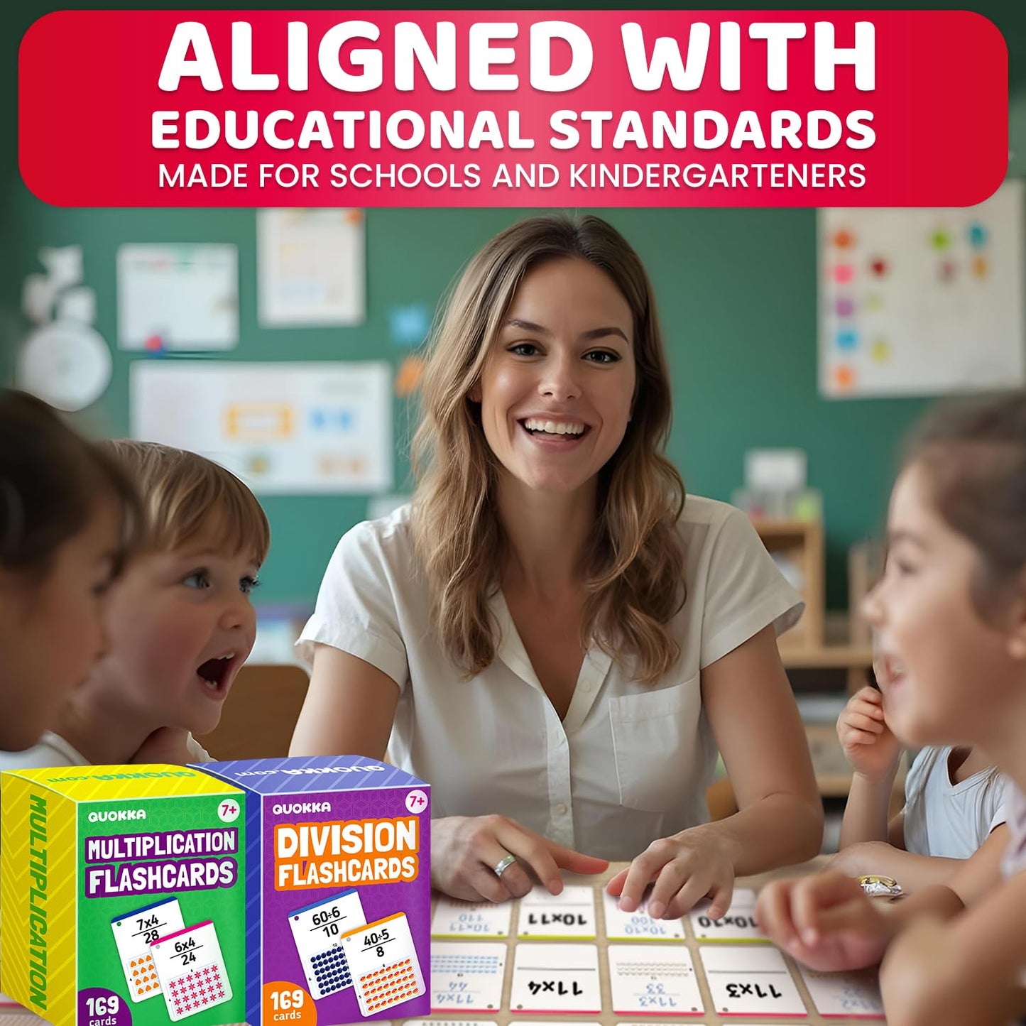 QUOKKA Division and Multiplication Flash Cards for Kids Ages 5-6 - 338 Math Flash Cards with Sorting Rings and Visual Aids - Home and Classroom Educational Flashcards - Studying Math 1st to 3rd Grade
