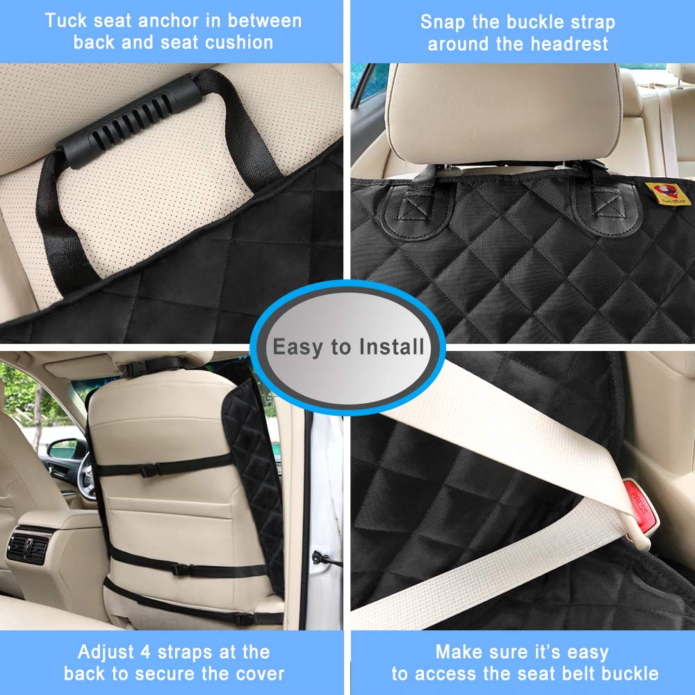 Bark Lover Deluxe Dog Seat Cover for Front Seat-More Durable Waterproof Front Seat Protector, High Heat Resistant and Nonslip Front Seat Cover for Dogs Kids, Universal Size (Black)