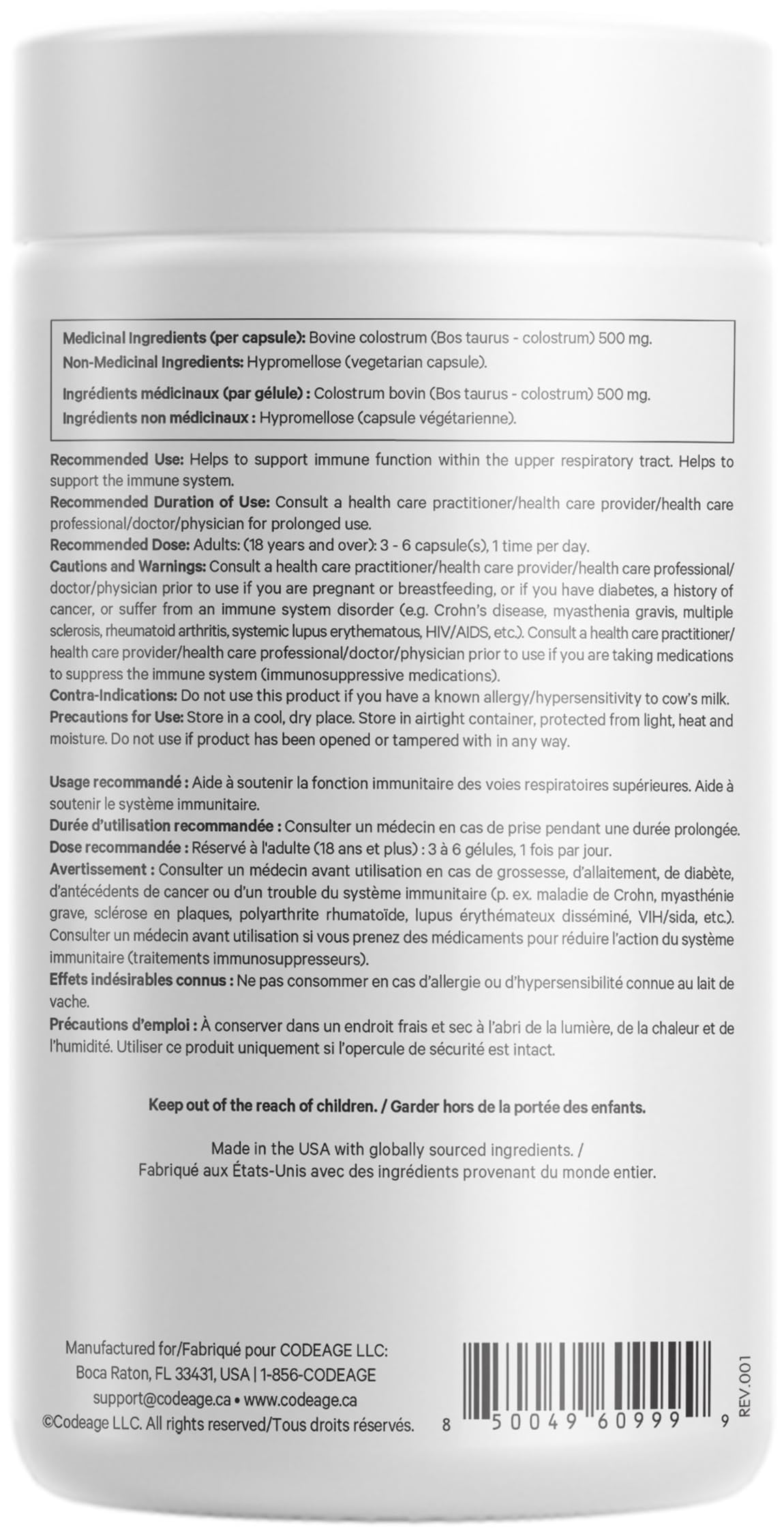 Codeage Immuno Colostrum Supplement - Grass-Fed Bovine Colostrum Pills - Freeze-Dried - Prized First Milk Rich in Immunoglobulins - Cow Colostrum - Colostrum Milk Powder - Non-GMO - 180 Capsules