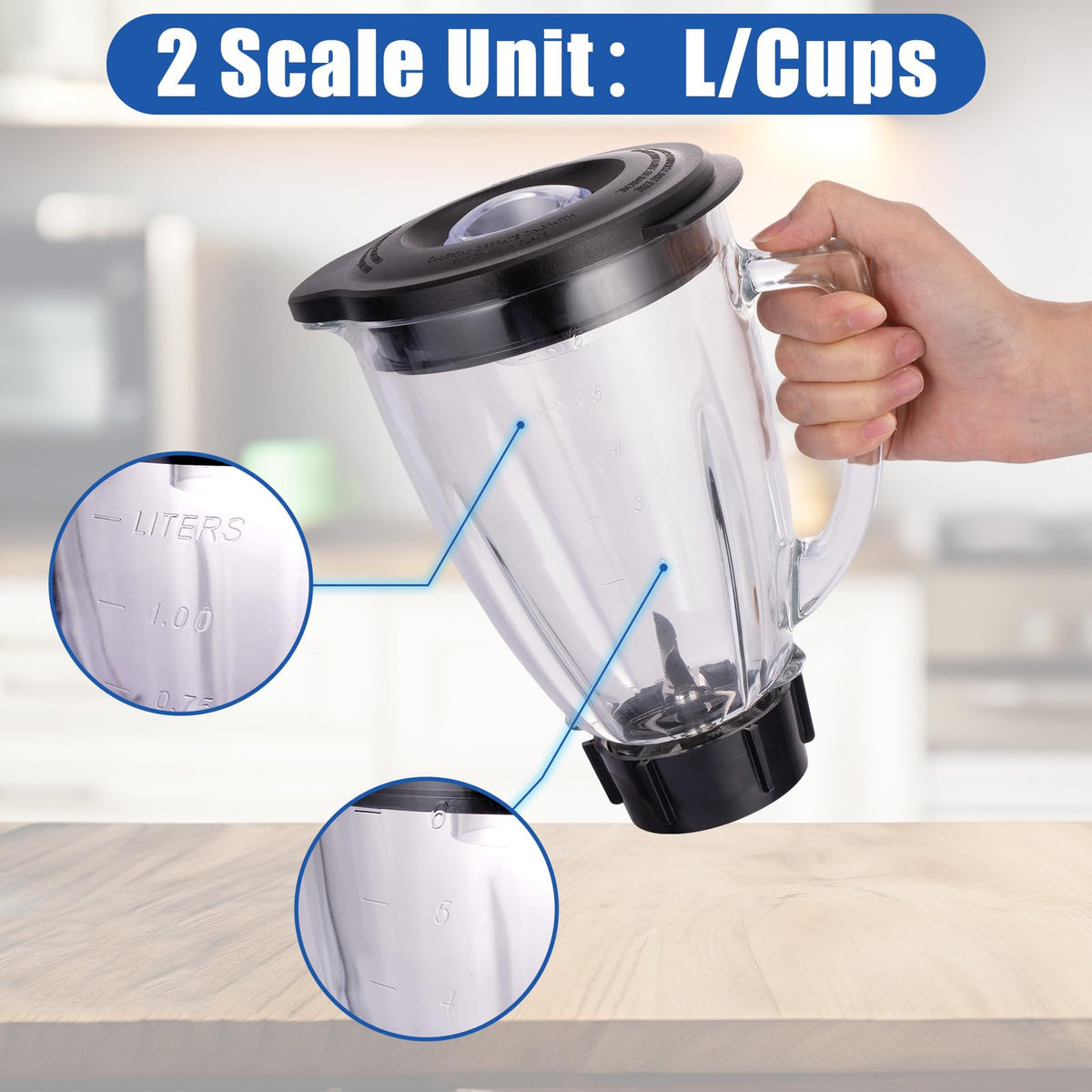 ChimimeDecor 6 Cup Blender Glass Jar Replacement Parts with Blade & Lid for Oster Osterizer NOT fit Pro Master or Versa Models