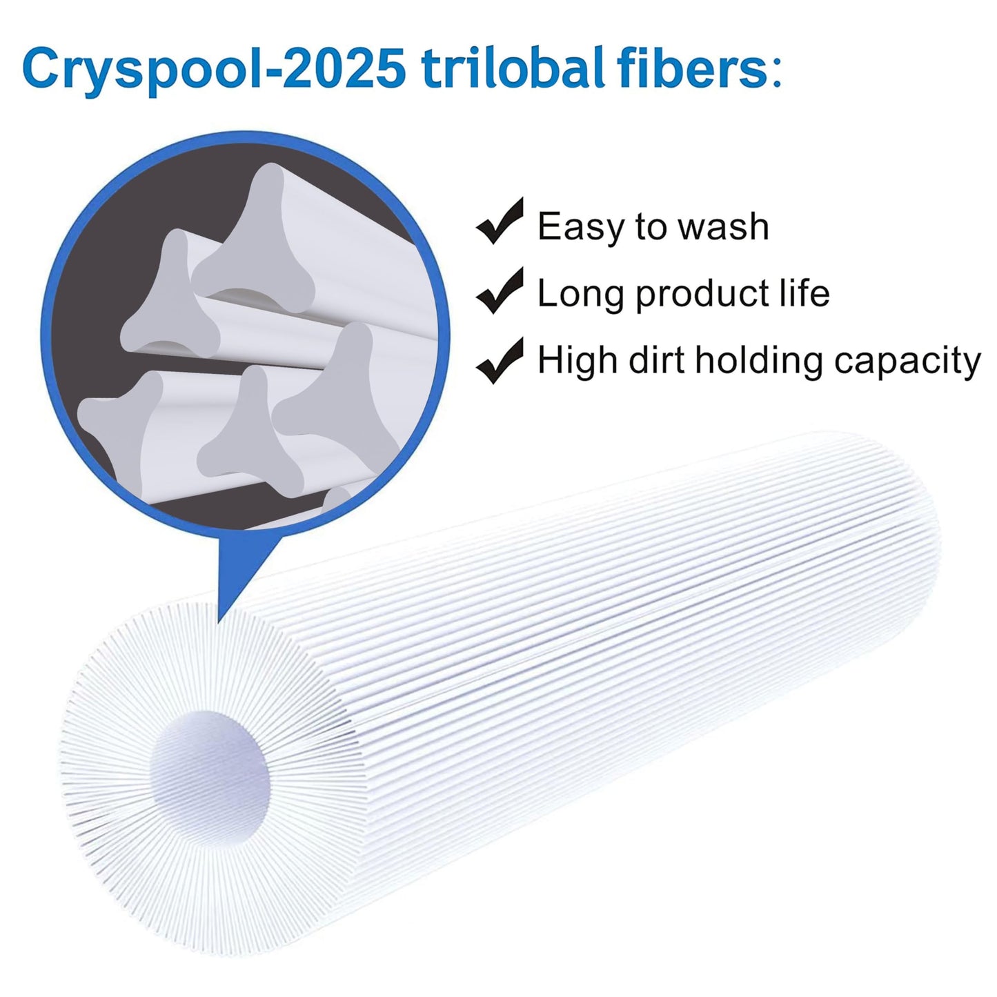 Cryspool® 08004 Filter Compatible with C-8450, FC-3310, PCS50N, 100593, 3301-2261, Maax Spas, 50 Sq. Ft Spa Filter Cartridge, 1 Pack