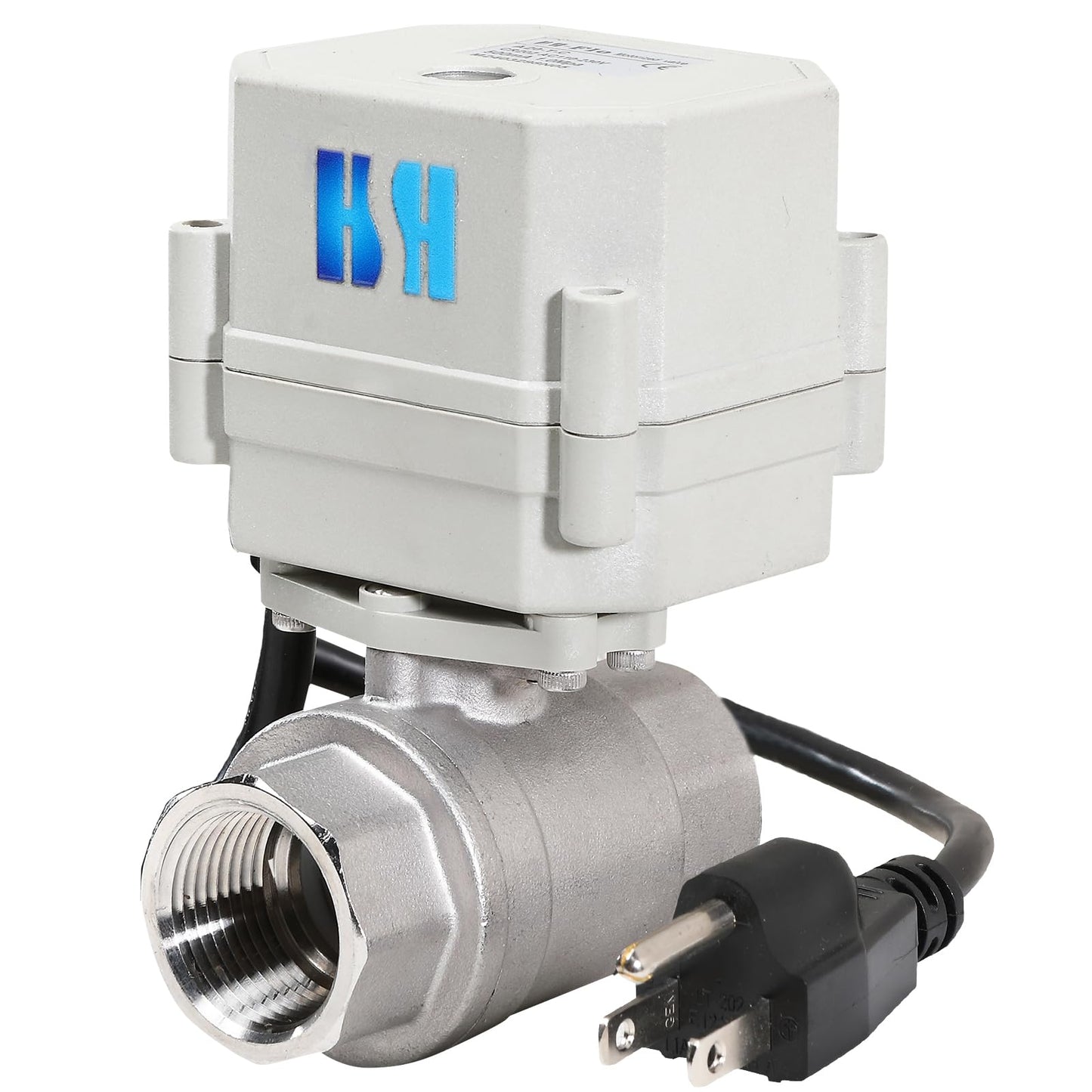 HSH-Flo 3/4" DN20 110-230VAC Normally Closed Stainless Steel 304 NPT Motorized Electrical Ball Valve with U.S. Plug