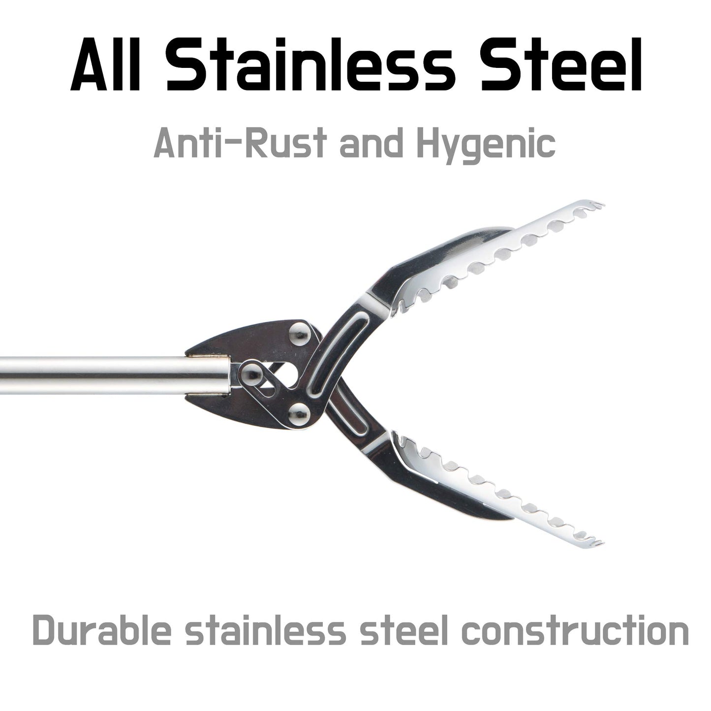 FTH All Stainless Steel Grabber Reacher Pickup Tool Heavy Duty Trash Picker Log BBQ Fireplace pits Snake Tongs… (40 inch)