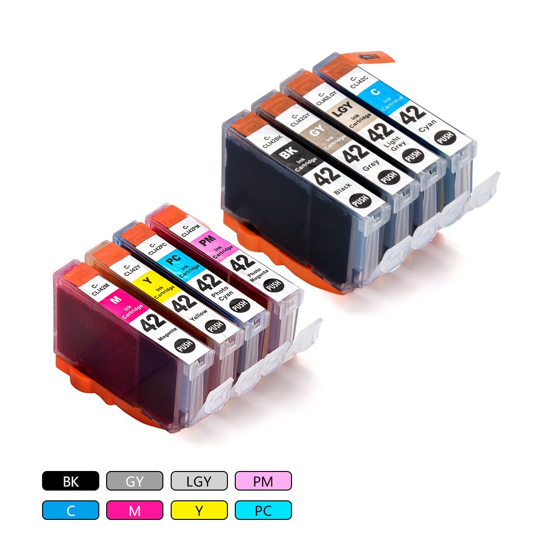 16-Pack Cli-42 Ink Cartridge Replacement for Canon Pixma Pro-100 Pro-100S Printer (2BK 2C 2M 2Y 2PC 2PM 2GY 2LGY)
