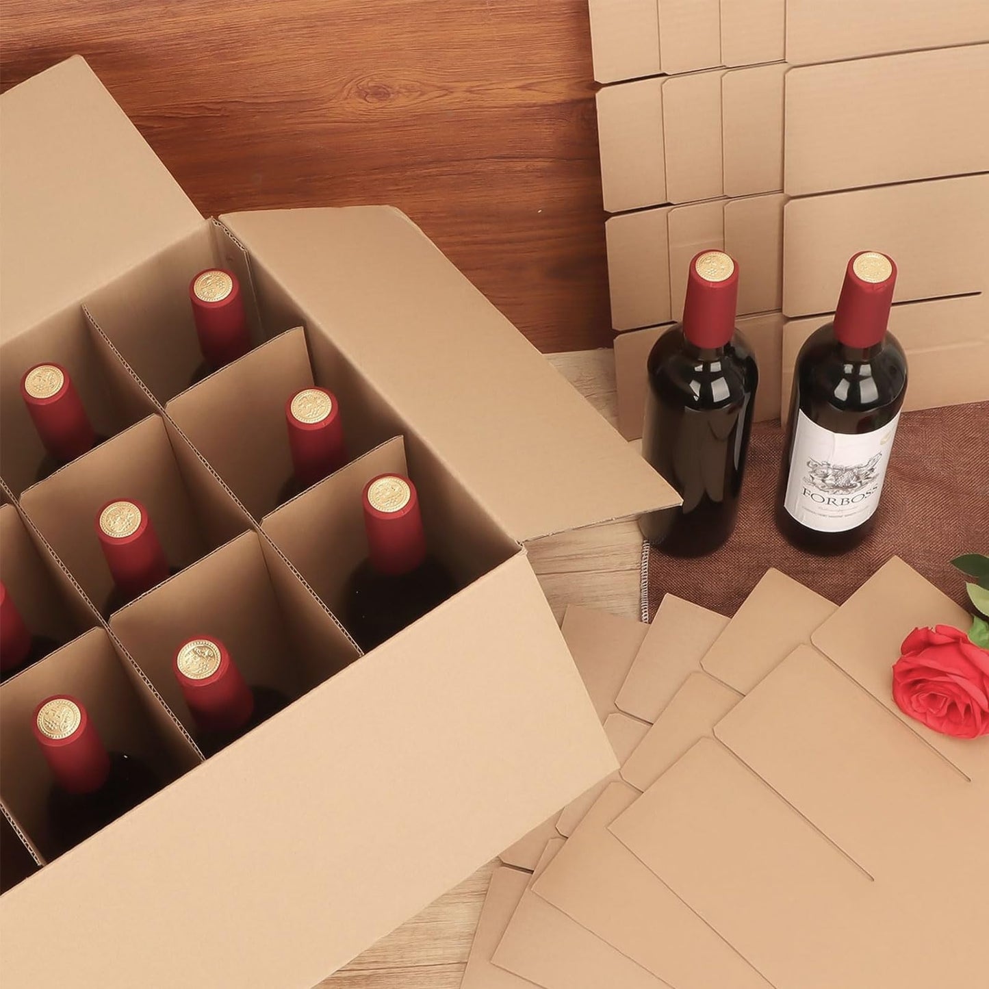 4 Sets Glass Divider Kits for Moving Box,2 Sizes Cardboard Dividers With 48 Foam Pouches Fits in 16 x 12 x 12 Inch Box,Glass Packing Kit for Dish Wine Glassware Moving(Boxes Not Included)