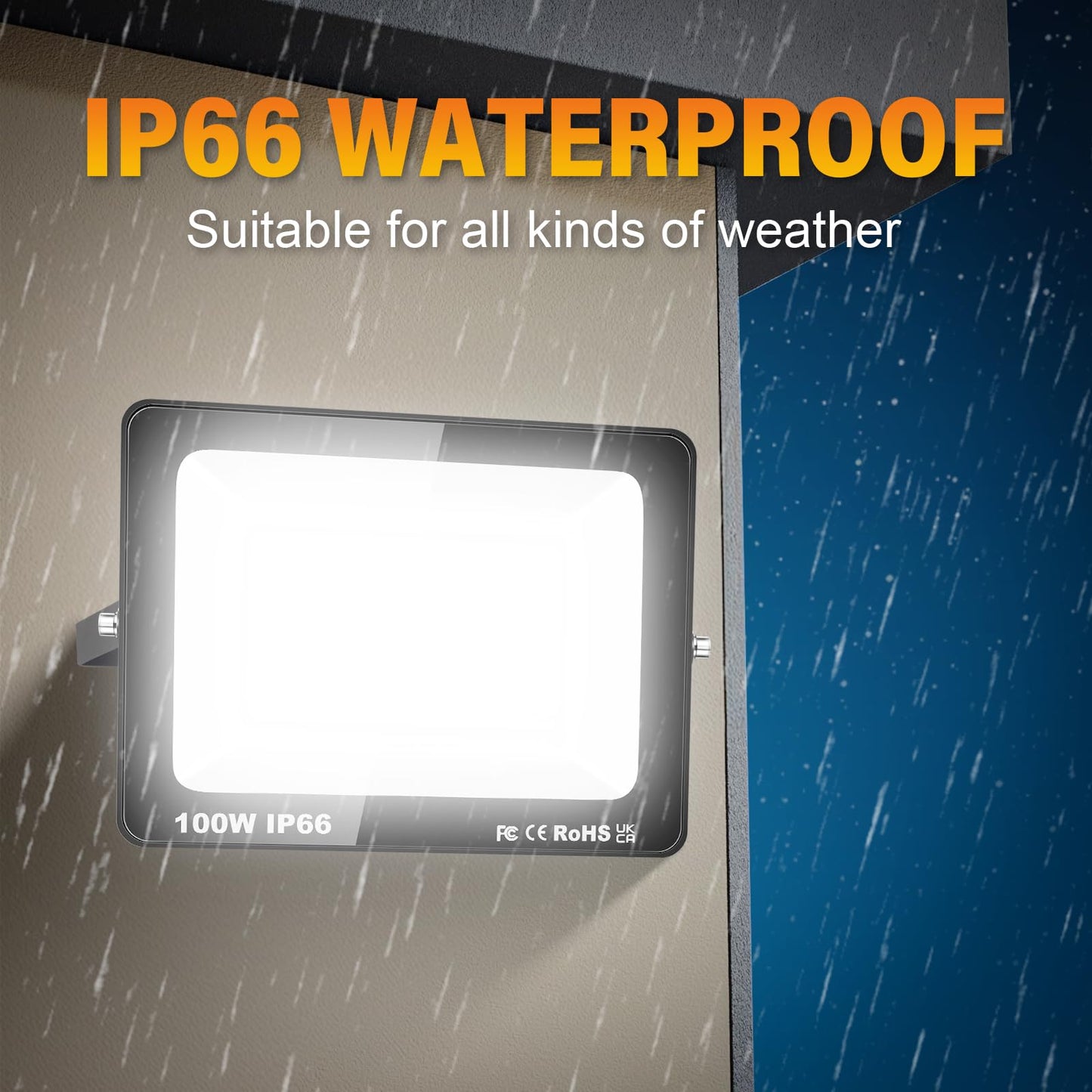 YOJZMA LED Flood Lights Outdoor 200W 20000 lm Bright Security Light with Plug IP66 Waterproof 6000K Cool White Job Site Work Lamp for Factory Garage Garden Playground Yard Lawn Patio