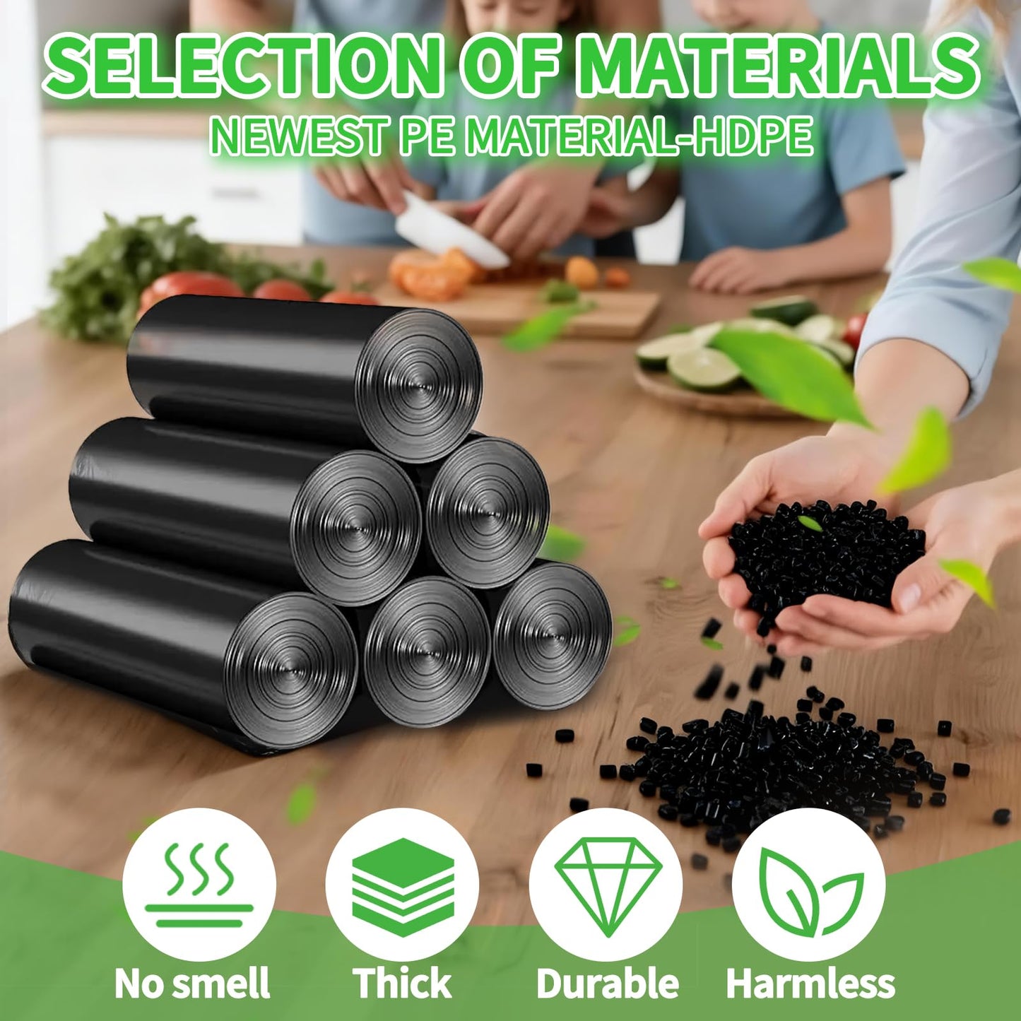 Small Trash Bags for 2.6-Gallon (10 L) Trash Cans, 300 Count Thick Pre-separated Garbage Bags, Mini Wastebasket can Liners for Bathroom Bedroom Office(Black)