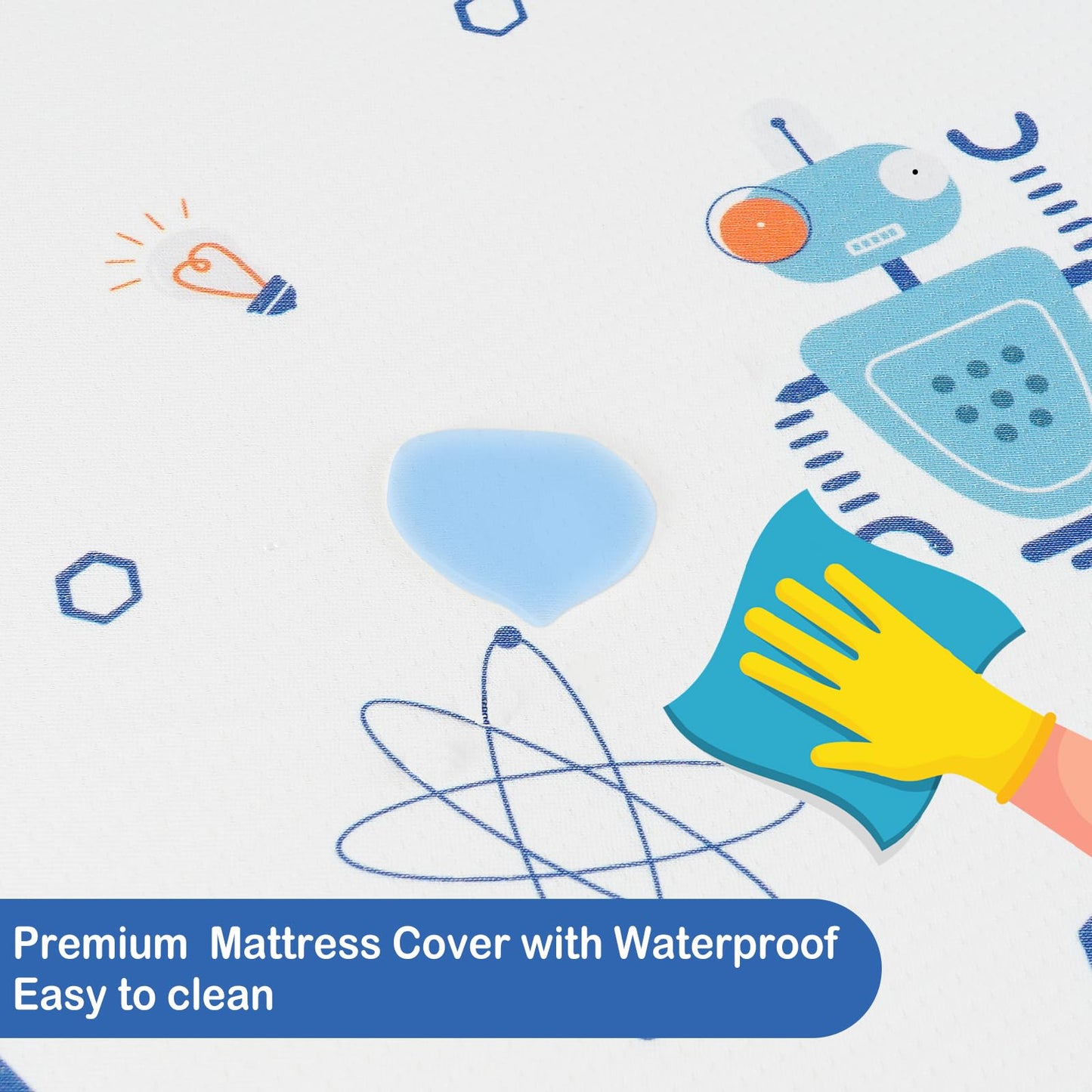 Viviland Mattress, 38" X 26" Pack N Play Mattress Premium Soft Foam Portable for Pack and Play Topper, Breathable, Comfortable and Stable, Robot Printed Mini Pad