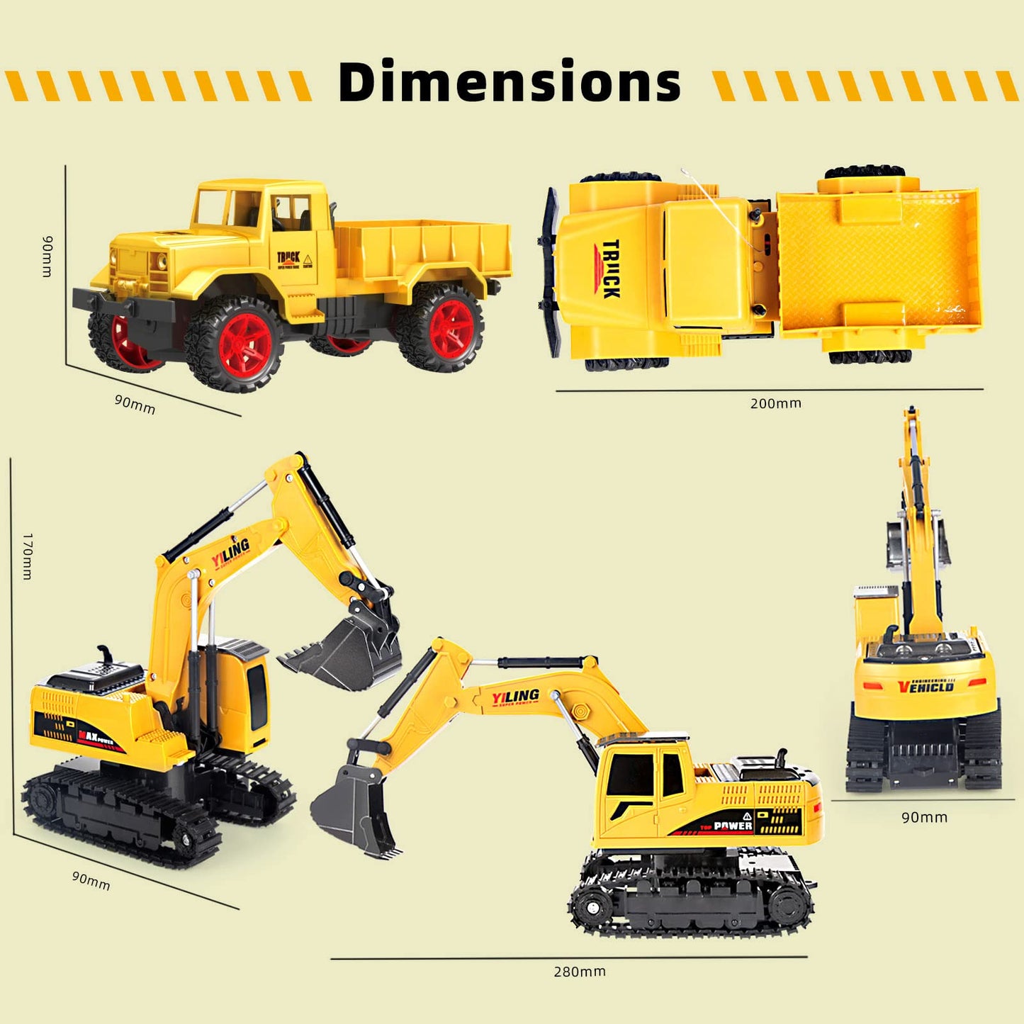 Remote Control Excavator & Dump Truck Toy for Kids(Set of 2) with Lights and Sounds,Construction Vehicles RC Trucks Toys for Boys Kids 3 4 5 6 7 8 9 10 Year