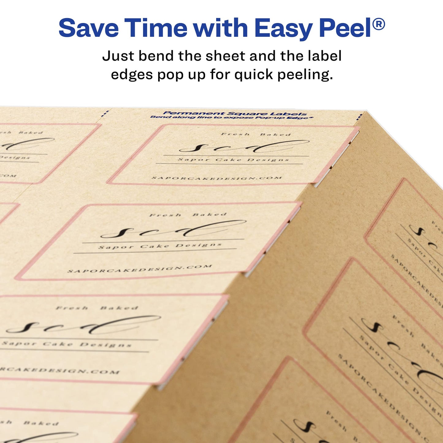 Kraft Brown Print-to-The-Edge Square Labels, Laser/Inkjet