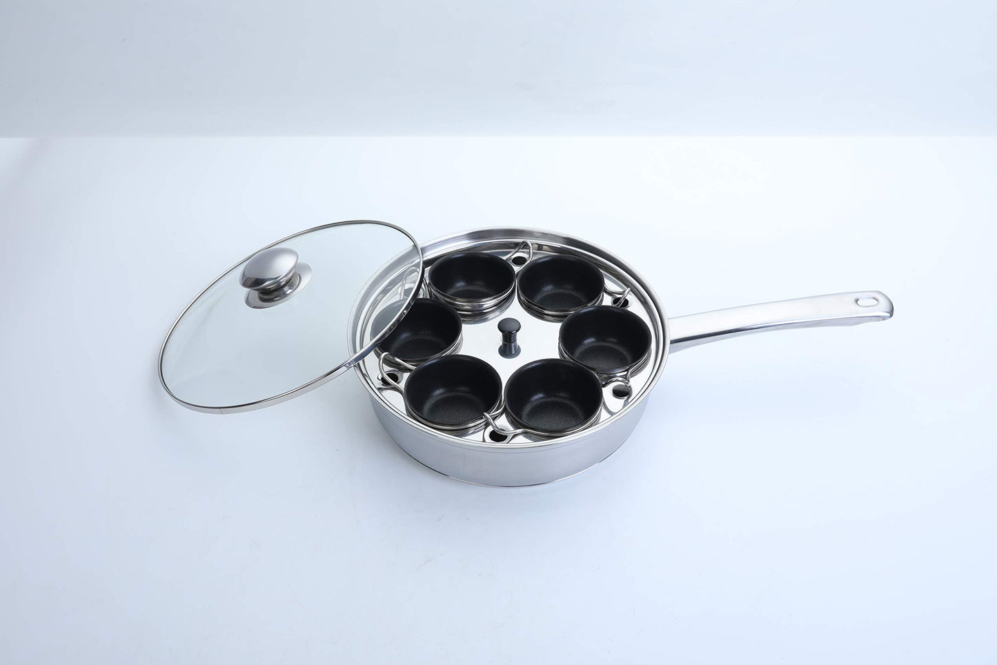 RUNZI Egg Poacher Pan - Stainless Steel Poached Egg Cooker - 6 Nonstick Large PFOA FREE Egg Poacher Cups