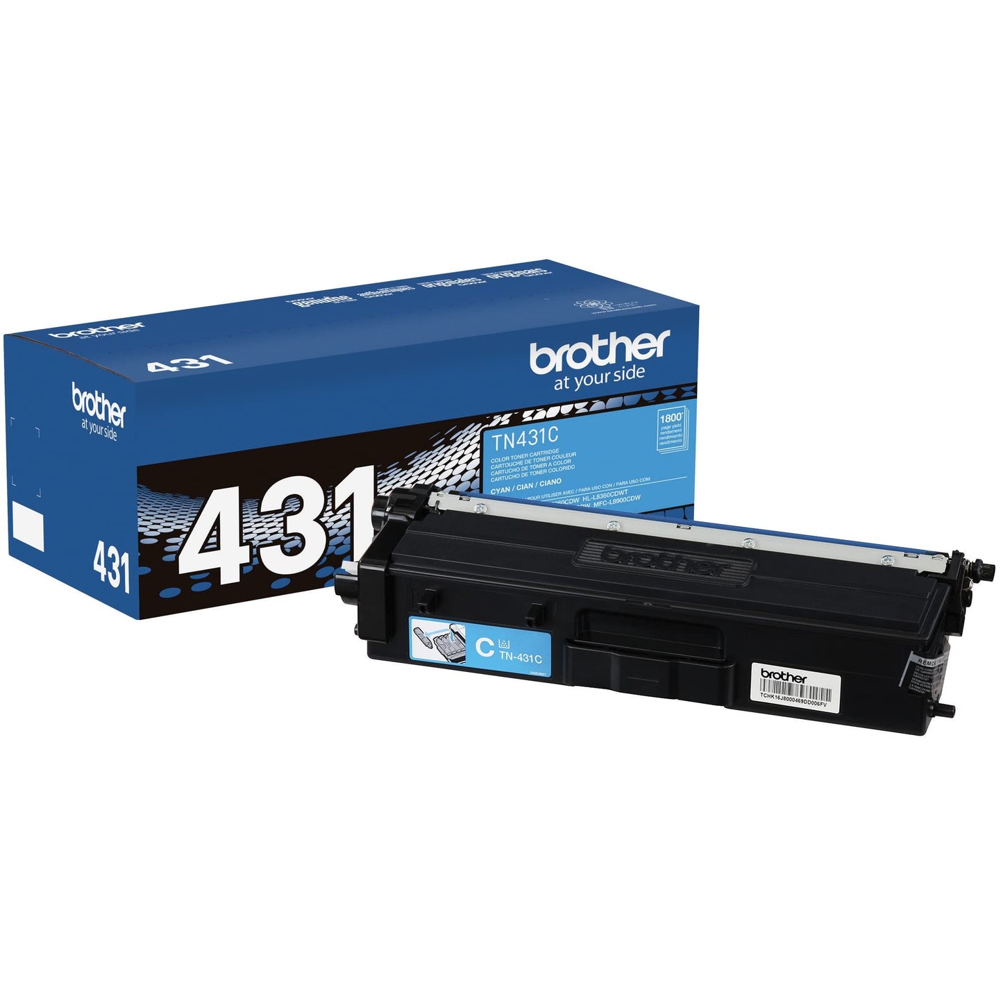 Brother Genuine TN431C Standard Yield Cyan Toner Cartridge, Compatible: HL-L8260CDW, HL-L8360CDW, HL-L8360CDWT, MFC-L8610CDW, MFC-L8900CDW
