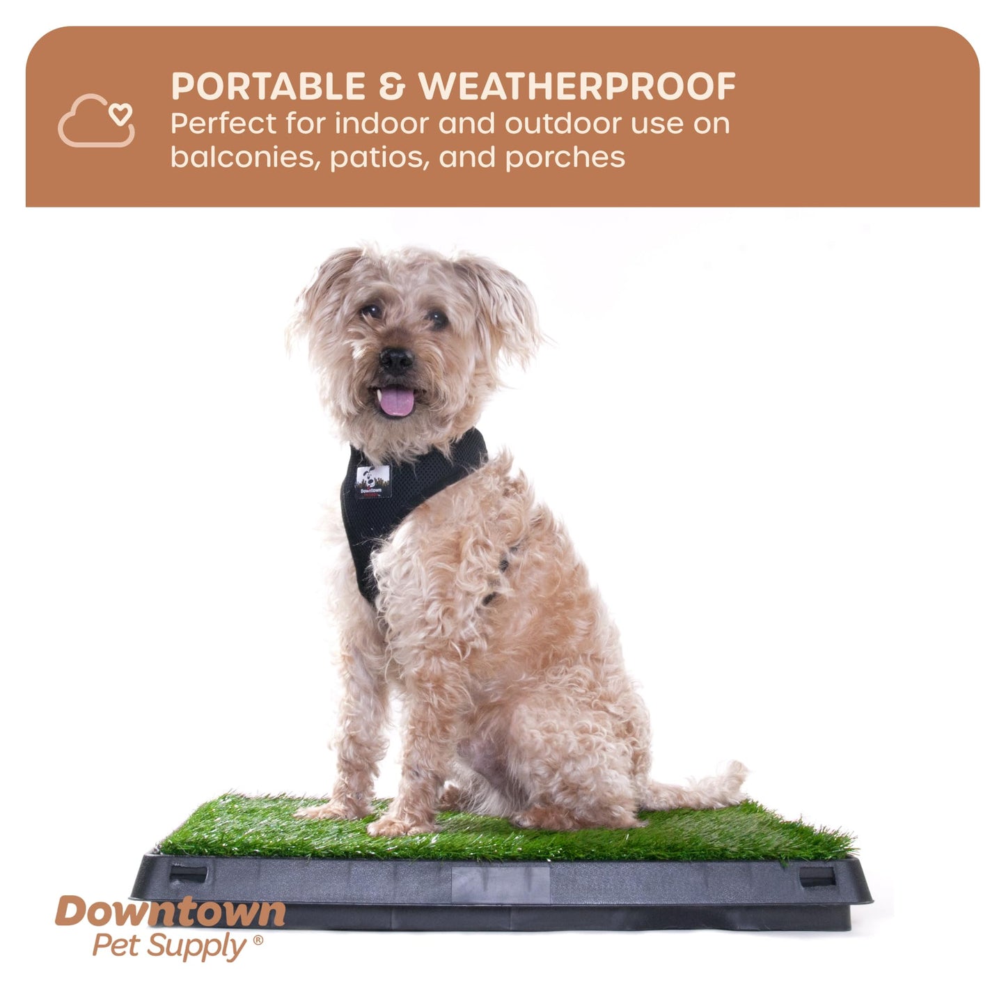Downtown Pet Supply Dog Pee Potty Pad, Bathroom Tinkle Artificial Grass Turf, Portable Potty Trainer (20 x 25 Inch with Drawer)