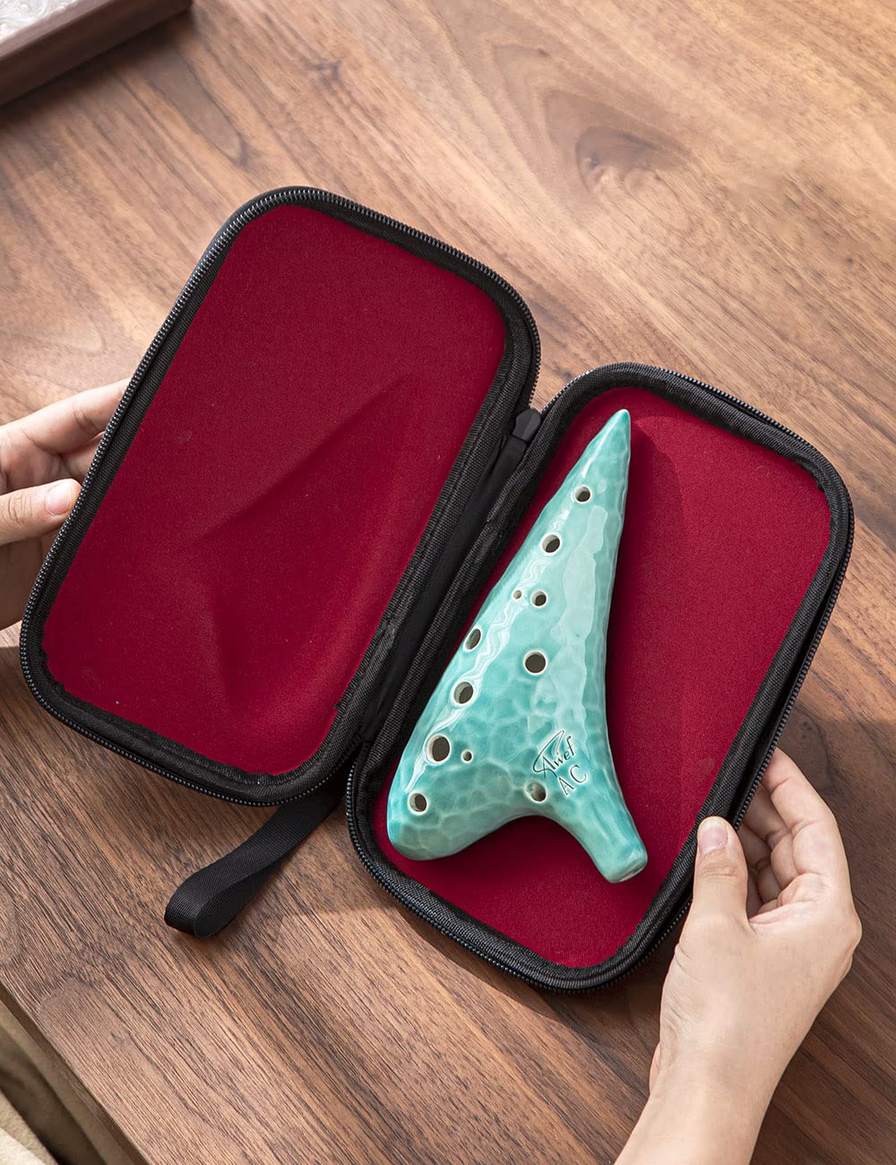 Awef Jingle Stream 12 Hole Ocarina Alto C Ocarina with Ocean Ripple Texture (Cyan)
