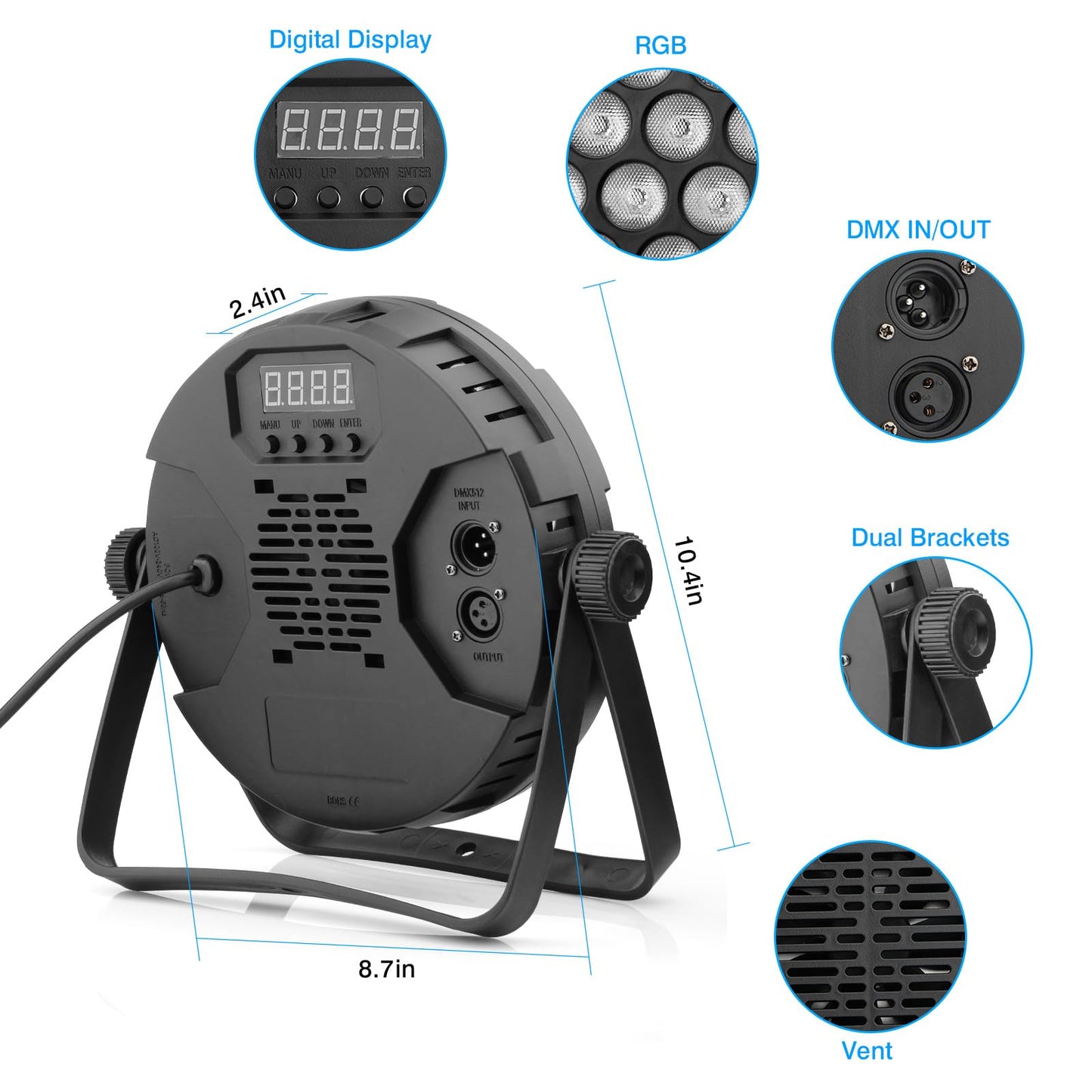 60 LED Par Lights DMX - 90W RGB Stage DJ Par Light Remote Control Sound Activated Auto Play Uplights for Events Church Club Wedding Party Mobile Music Live Show Entertainment Stage Lighting