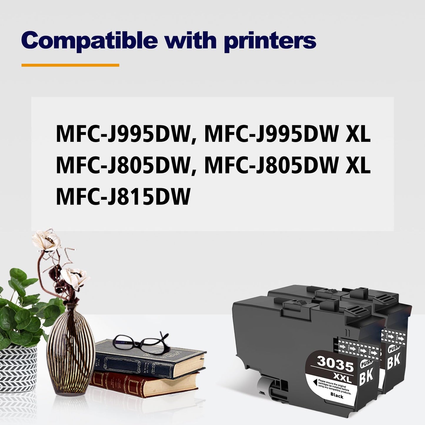 LC3035XXL Ink Cartridges LC3035BK LC3033BK XXL Black Ultra High-Yield Compatible for Brother MFC-J995DW MFC-J995DWXL MFC-J815DW MFC-J805DW MFC-J805DWXL Printer (BK*2)