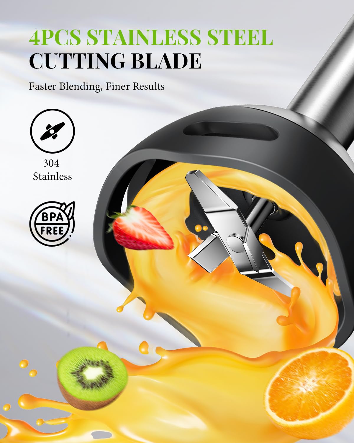 GDOR Hand Blender 1000W, 6-in-1 Immersion Blender Handheld with 20 Speed and Turbo Mode, With Dough Hooks, Egg Beaters, Whisk, 800ml Beaker, 600ml Chopper, BPA Free