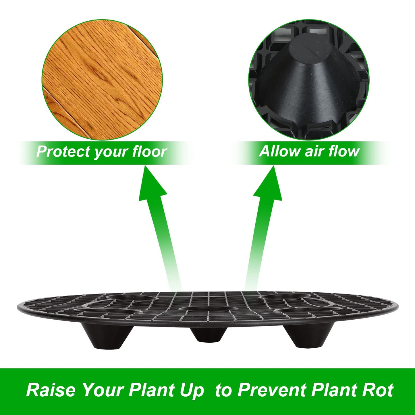 12 PCS Plant Risers for Inside Pots - 12 Inch Plastic Plant Stand Pot Elevator - Plant Lifter Deck Protectors for Pots, flower, Indoor and Outdoor Use