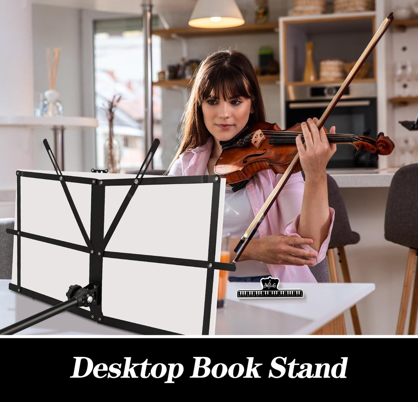 2 Pack Music Stand, 2 in 1 Dual-Use Folding Sheet Music Stand, Lightweight Portable Adjustable Desktop Book Stand with Music Sheet Clip Holder & Carrying Bag
