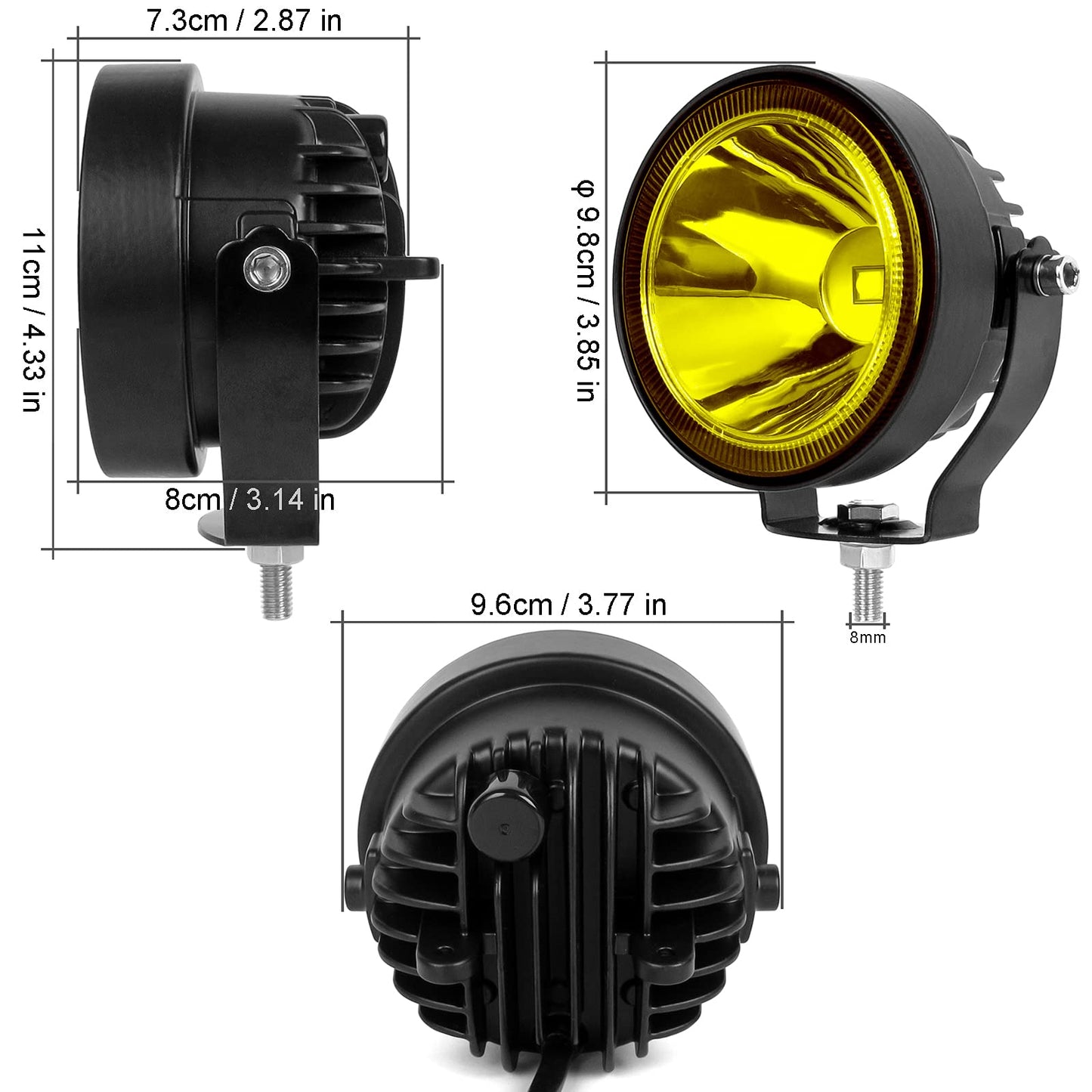 2Pcs 60W 4 Inch LED Pods for Off Road Trucks 4WD SUV Boat Auto Driving Fog Spot Lights Reverse Back up LED Working Lamp 12V 24V Yellow