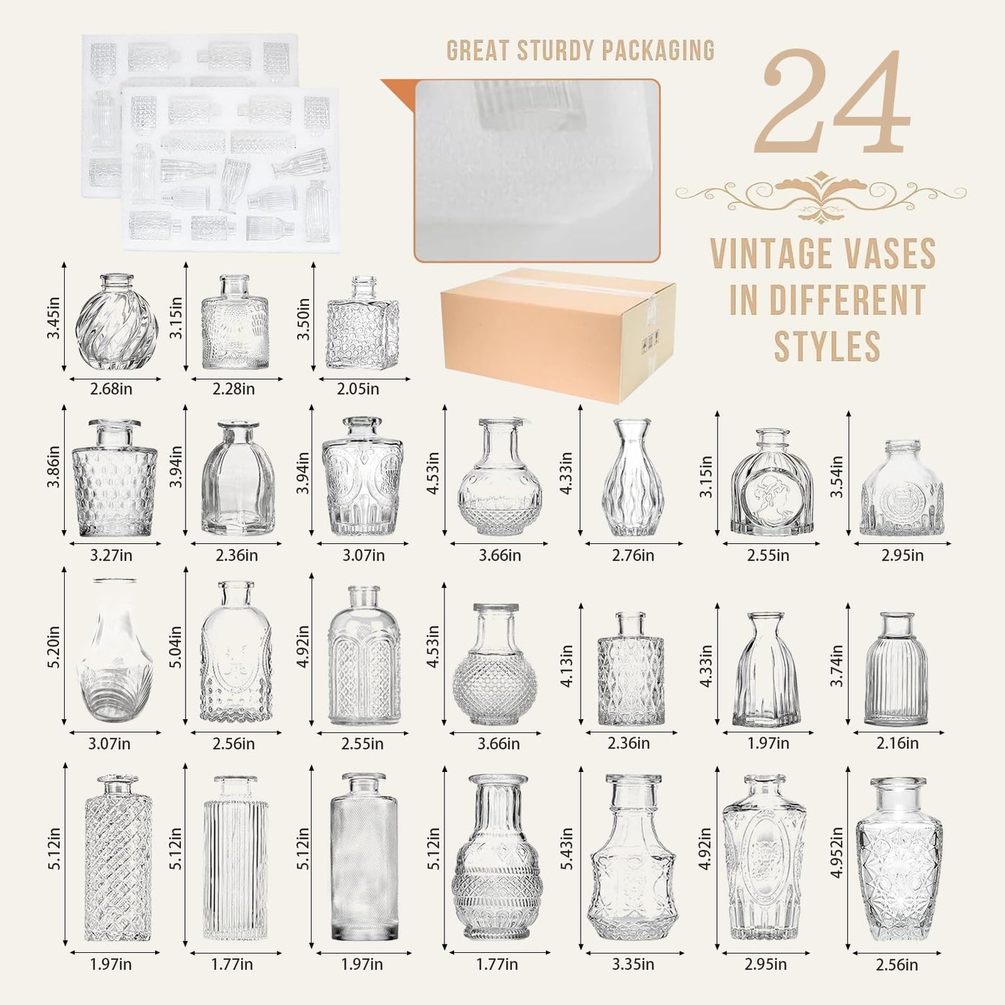 Anquephd Mini Bud Vases set of 24 As Wedding Centerpieces for Tables,Clear Bud Vases for Flowers,Small Flower Vases Suitable for Birthday Party,Anniversary,Wedding Reception,Baby Shower (Clear, 24PCS)
