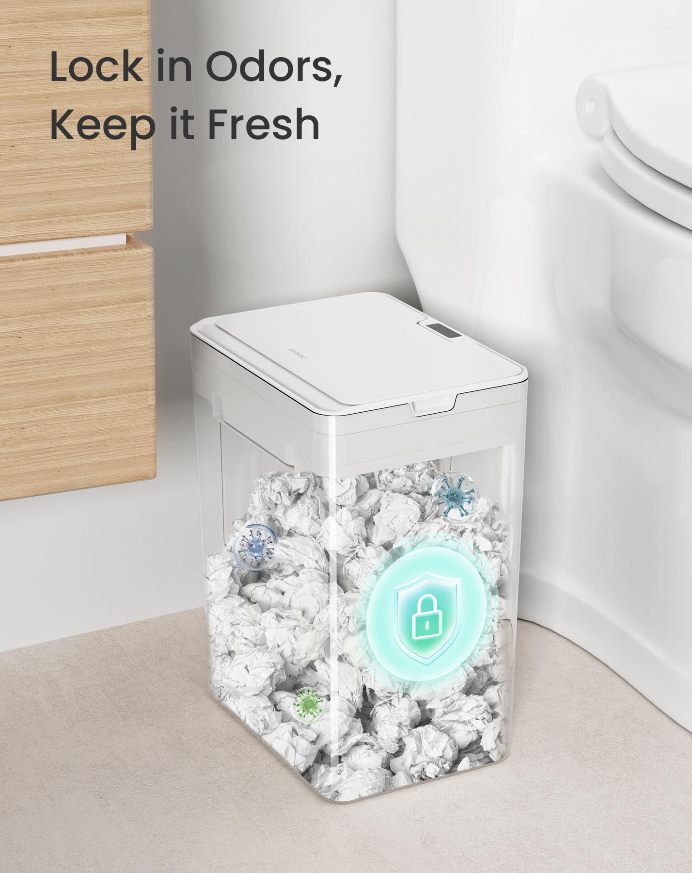Cesun Automatic Bathroom Trash Can with Lid, 4 Gallon Touchless Motion Sensor Trash Can, Plastic Small Garbage Can, Smart White Waste Basket for Bathroom, Bedroom, Toilet, Office