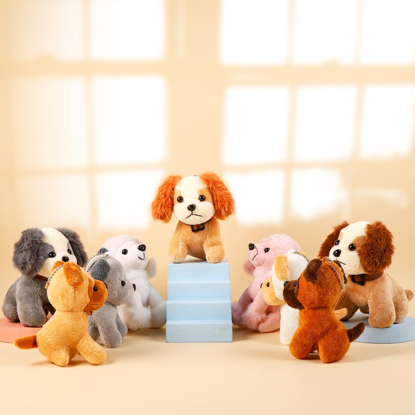 Niceup 24PCS Adopt Puppy Party Favors Bulk Mini Dog Paw Stuffed Animals Adoption Class Pet Puppy Toys Doll for Party Bag Christmas Valentine's Day Goodie Bag Stuffer Gift Fillers
