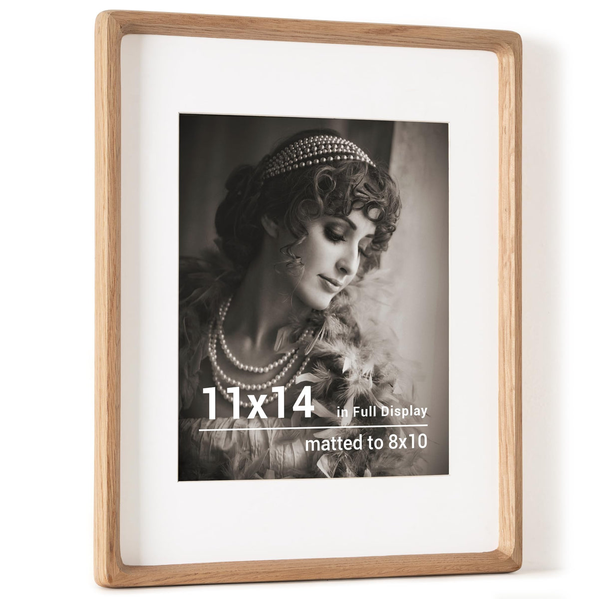11x14 Picture Frame, USA-Sourced Oak Wood Photo Frames with HD Tempered Glass, Handcrafted Rounded Corner 11 x 14 Wooden Frames Matted to 8x10 Photos, 11x14 Frame, Horizontal or Vertical Wall Display