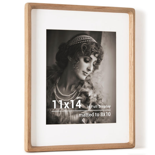 11x14 Picture Frame, USA-Sourced Oak Wood Photo Frames with HD Tempered Glass, Handcrafted Rounded Corner 11 x 14 Wooden Frames Matted to 8x10 Photos, 11x14 Frame, Horizontal or Vertical Wall Display