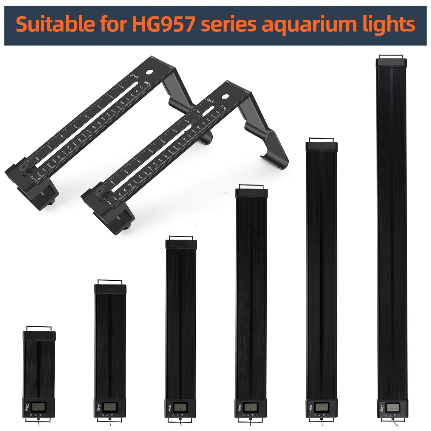 hygger Aquarium Light Clip Holder (for HG-957),2 Pieces, Aquarium Fish Tank Light Riser/Holder/Bracket/Stand/Mount