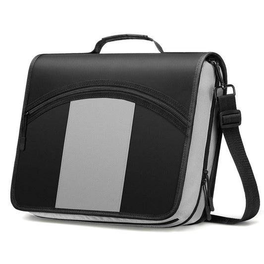 MoKo Zipper Binder, 3-Inch 3 Rings Binder with Zipper, 600 Sheet Capacity Multi-Pocket School Bag Organizer, Handle and Shoulder Strap Included, Black & Gray