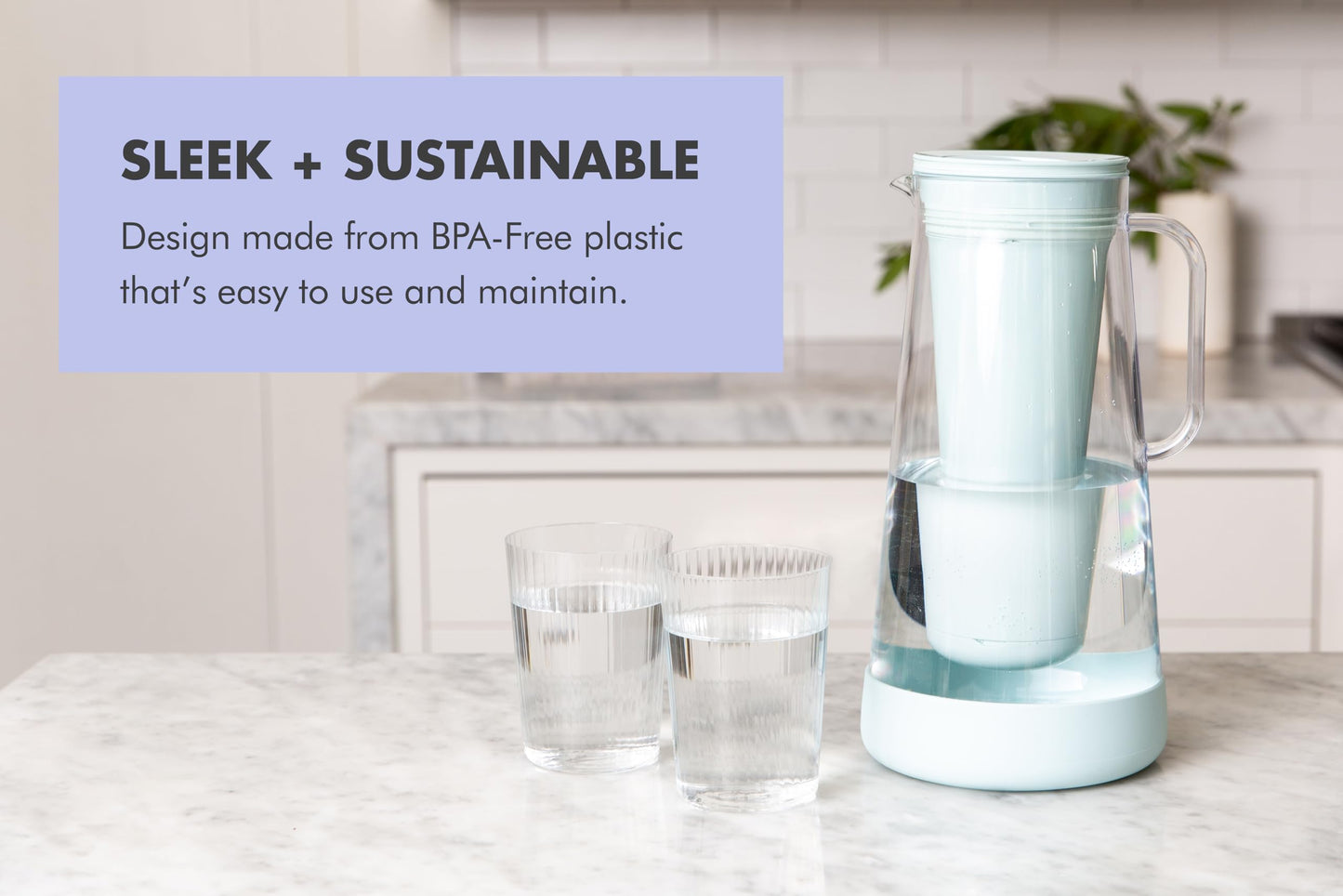 LifeStraw Home – Water Filter Pitcher, 10-Cup, Stormy Blue, BPA Free Designed for Everyday Protection Against Bacteria, parasites, microplastics, Lead, Mercury, PFAS and a Variety of Chemicals