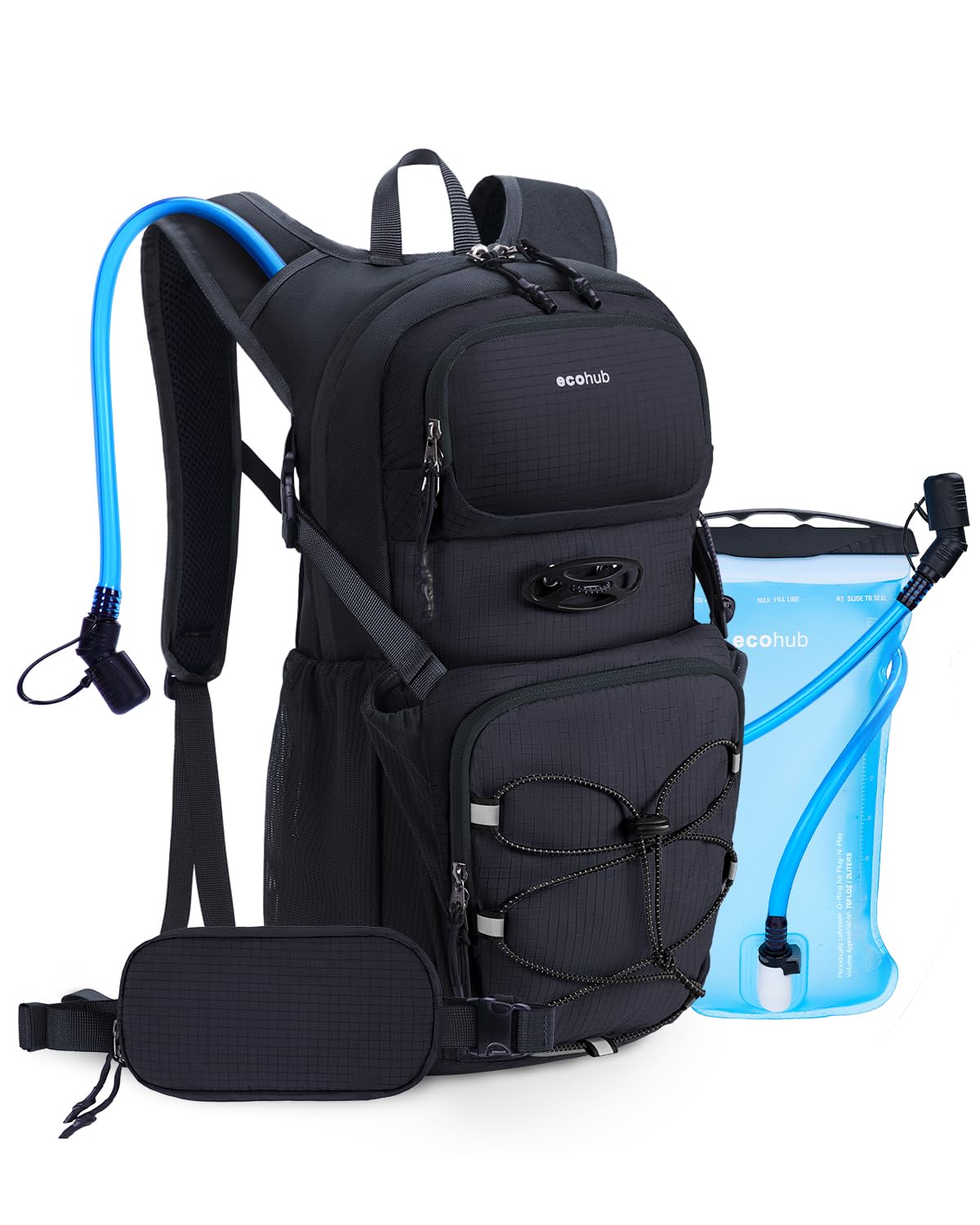 ECOHUB Hydration Backpack for Men Women, 20L Lightweight Hiking Daypack Cycling Backpack with 2L Water Bladder, Insulated Hydration Pack with Waist Pack