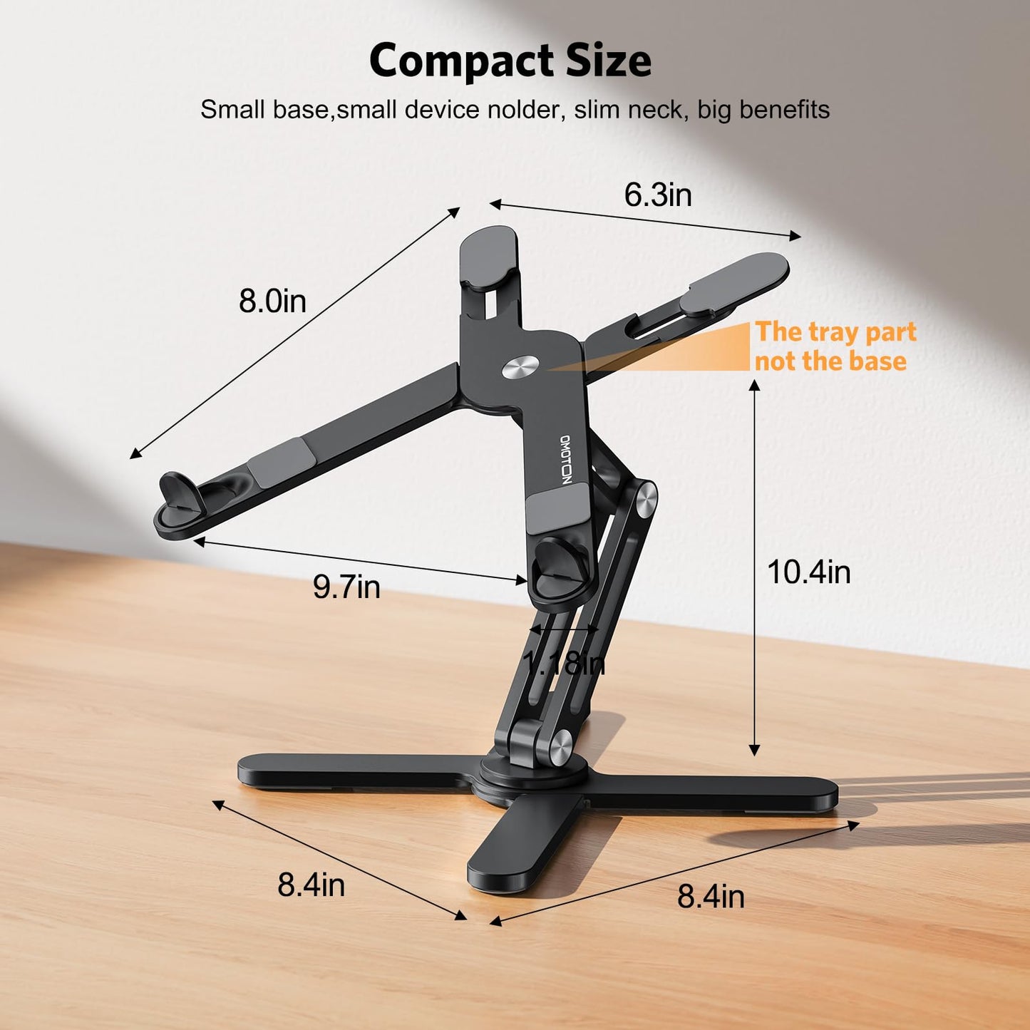 OMOTON Foldable 360 Rotating Laptop Stand for Desk, Adjustable Computer Stand Riser for Collaborative Work, Easy Storage Aluminum Holder Fit for All Laptops up to 16 inches (Black)
