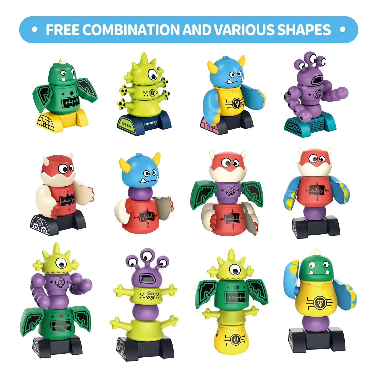 Cooldele STEM Magnetic Robot Toys for Kids Ages 3 4 5 6 7 8, Transformable Stacking Robots and Monsters with Storage Box,Awesome Birthday Xmas Gift for Boys Girls Kids Ages 3-8