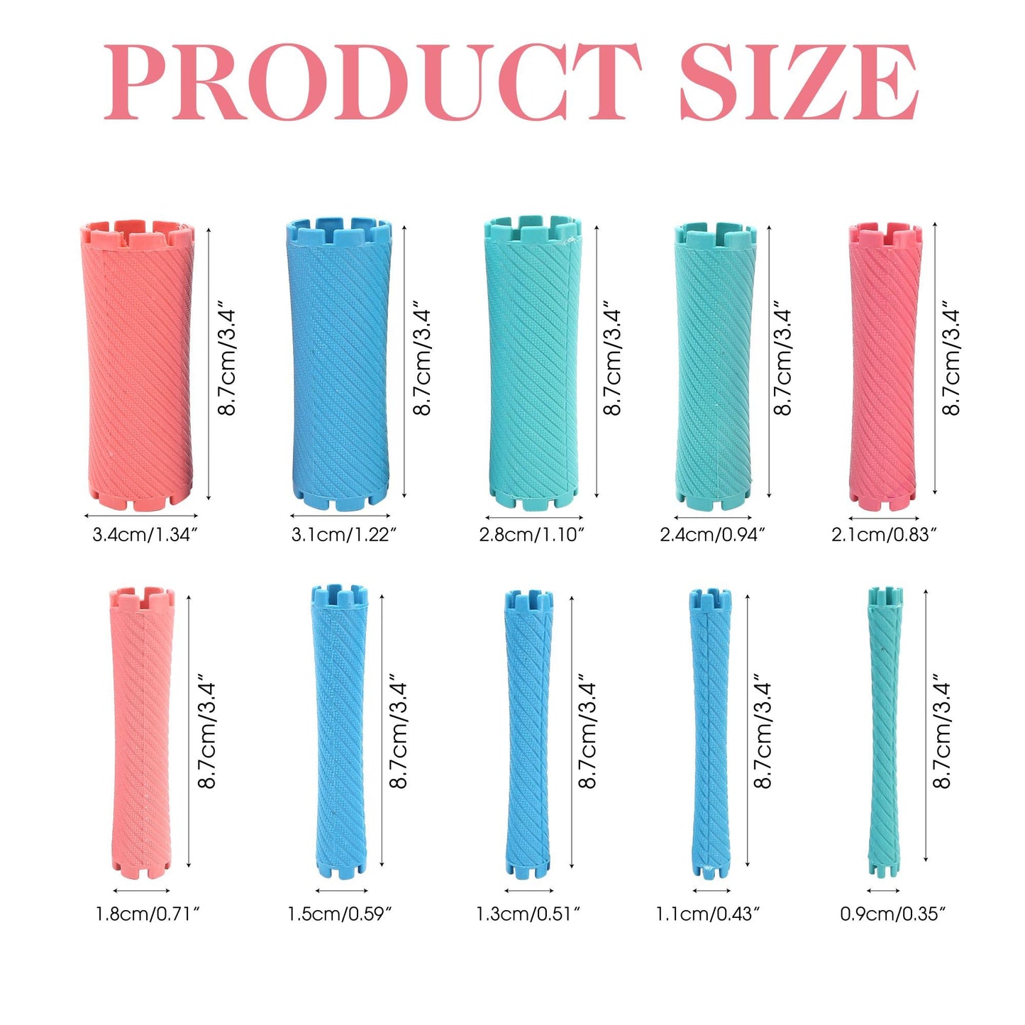 100 Pcs Perm Rods Set for Short & Long Hair, Large Curlers & Rollers for Women and Men, Cold Wave Curling Kit Permanent Bar with Multiple Sizes, Hairdressing Tools for Home Curly, Fluffy, Wavy Style