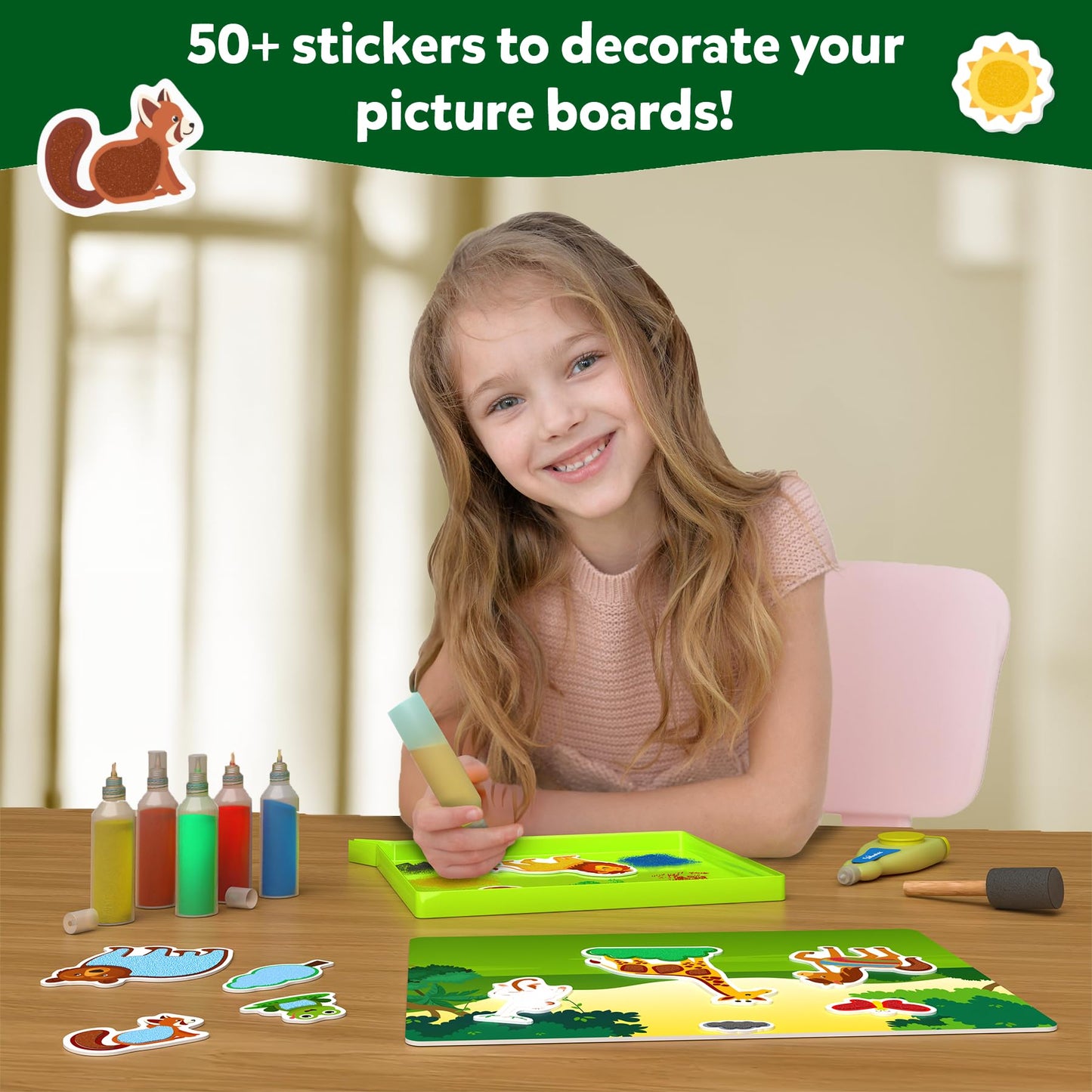 Skillmatics Sand Art Activity - Mess-Controlled DIY Animal Craft Kit with 50+ Colorful Stickers, Creative Arts & Crafts for Kids, Fun Hands-On Activity, Gifts for Ages 4, 5, 6, 7, 8, 9, 10