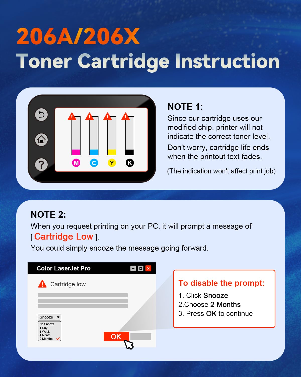 (with Chip) 206A Toner Cartridges, M283fdw Toner Replacement for HP 206A 206X 206 A 206X W2110A Work with HP Color MFP M283fdw M283cdw M283 Pro M255dw M255 Series Printer Toner (B/C/Y/M, 4 Pack)