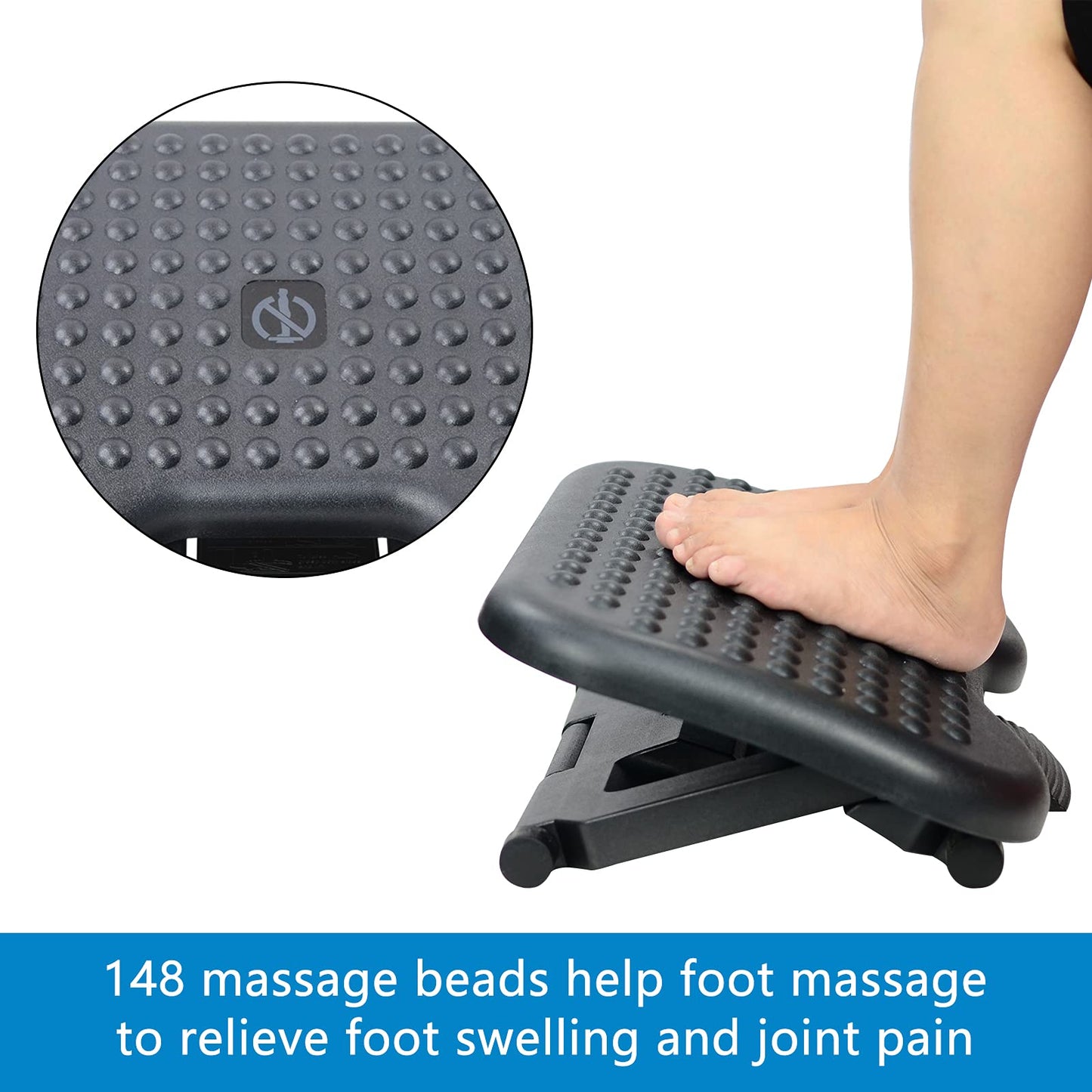 AKOZLIN Footrest Under Desk 3 Height Adjustable 30 Degree Tilt Angle Adjustment repose pied bureau Ergonomic Foot rest Non-skid Massage Surface Texture Improves Comfort for Home Office