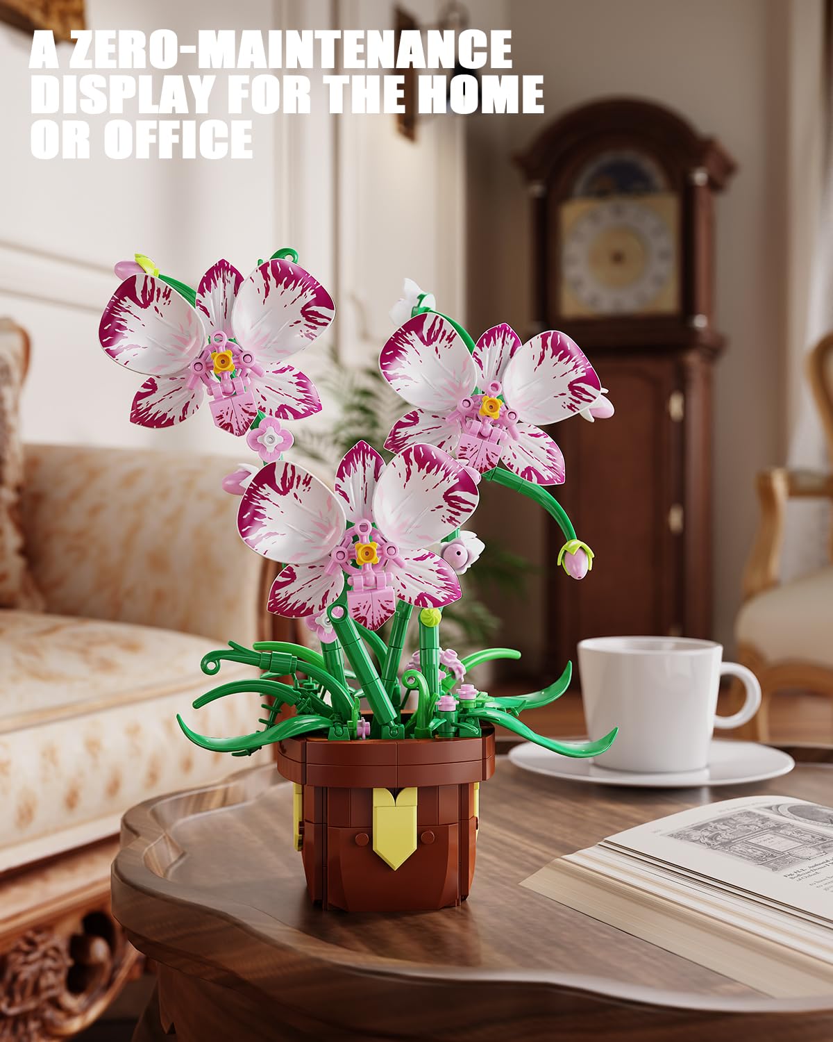 Flowers Botanicals Orchid Building Set - Artificial Flower Building Blocks for Adult Women, Bonsai Plants Indoor Home Office Desk Decor Christmas Birthday Gift for Adults Kids Girls 6-12 (323 PCS)