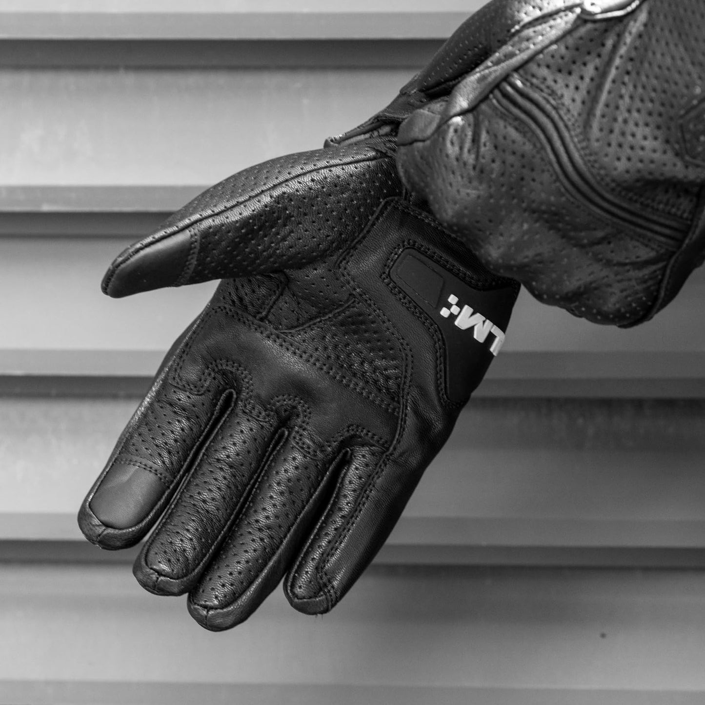 ILM Goatskin Leather Motorcycle Motorbike Powersports Racing Gloves Touchscreen for Men and Women Black (XXL, Black Perforated)