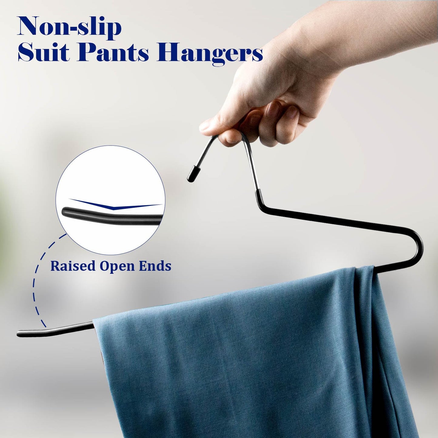 GZQXHOME Pants Hangers 30 Pack Non Slip,Trouser/Blanket/Jeans Hangers for Closet Space Saving,Metal Pant Hangers Strong Durable (Black)