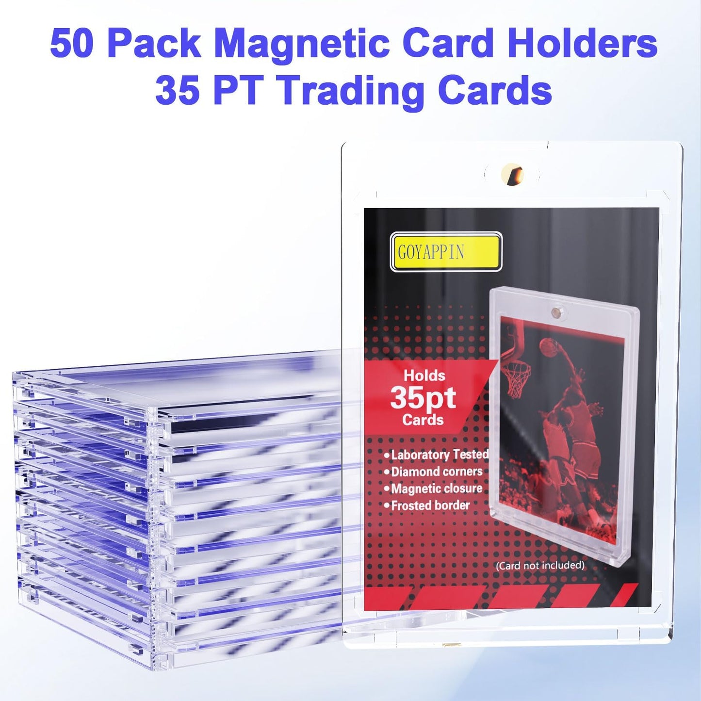 50 Pcs 35 PT Magnetic Card Holder for Trading Card,Top Loaders for Cards,Trading Card Sleeves,Baseball Football Hockey Sports Card Game Card Protective Card Holder
