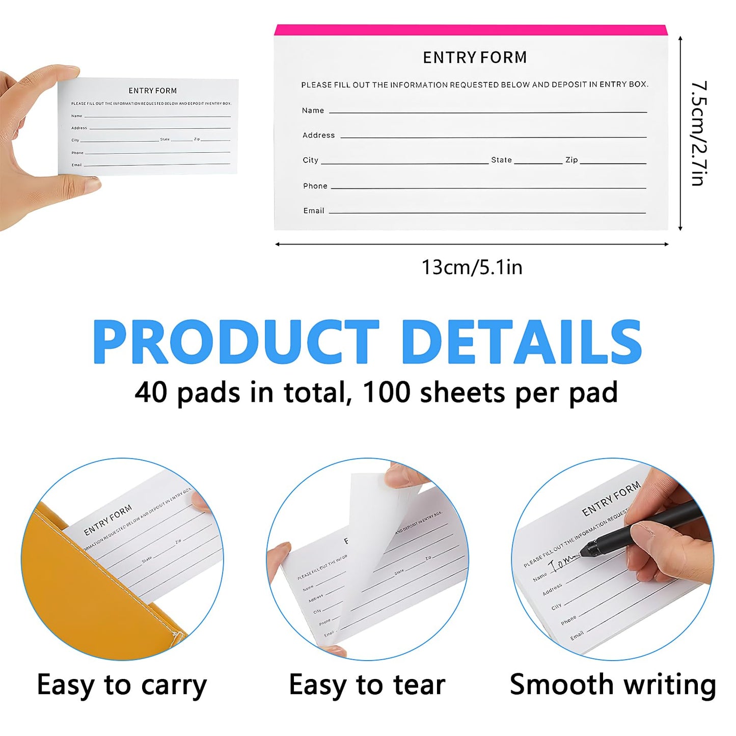4000 Pcs Raffle Tickets Sheets, 5.12" x 2.95" Enter to Win Tickets Cards, Blank Entry Forms Enter Reward Tickets for Contests Auction School Events Network Marketing (White)